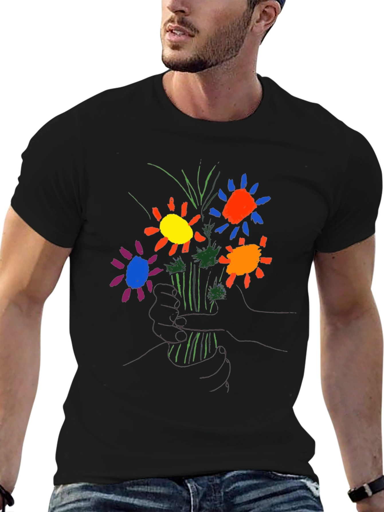 Floral Graphic T-Shirt - Hand Drawn Style