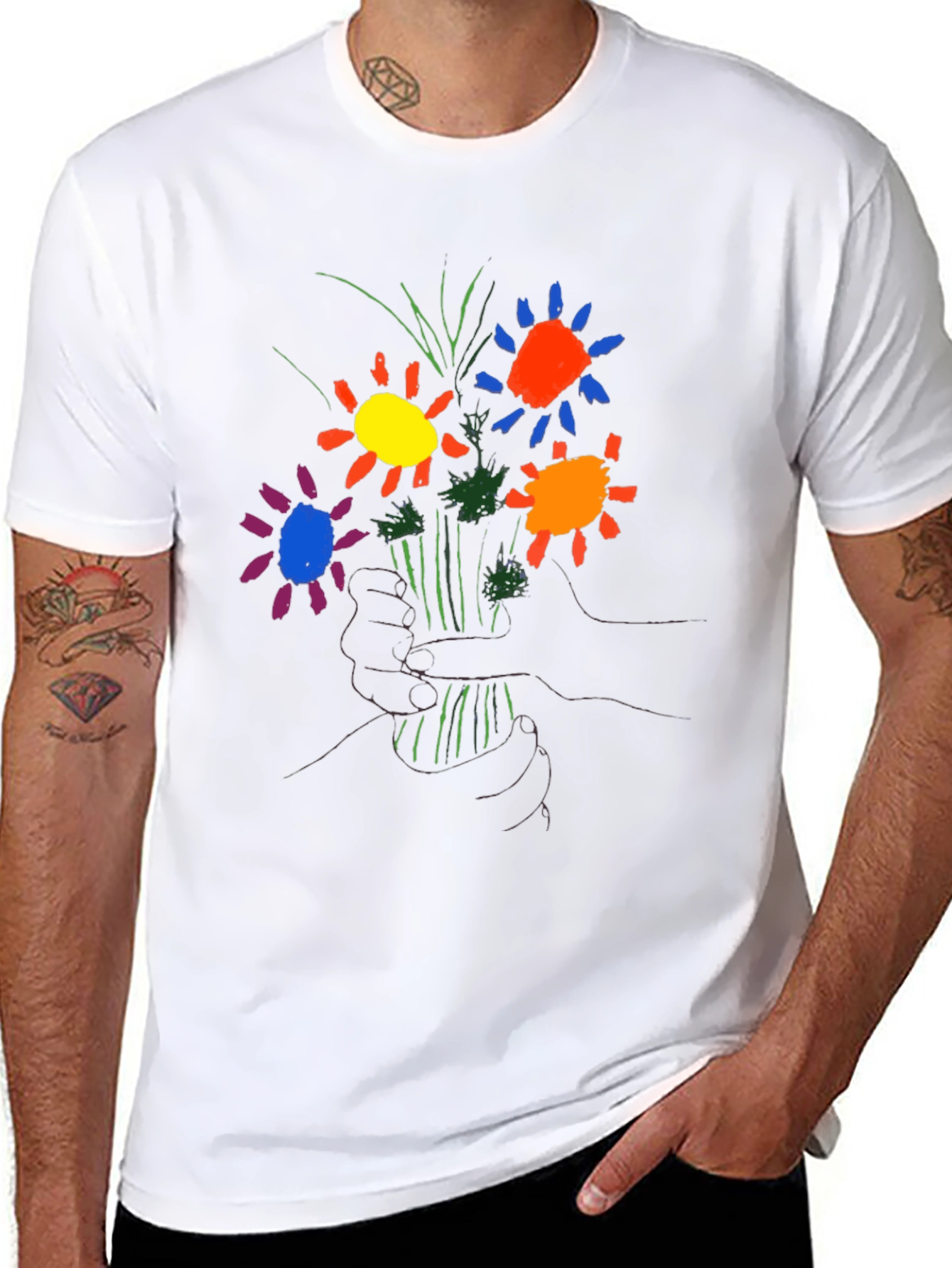 Floral Graphic T-Shirt - Hand Drawn Style