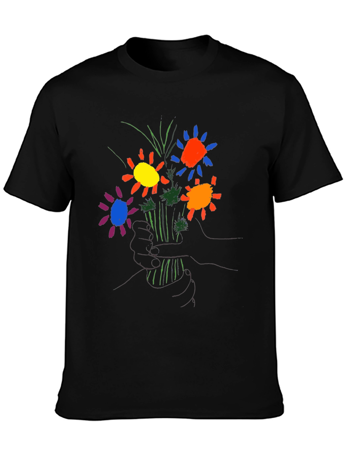 Floral Graphic T-Shirt - Hand Drawn Style