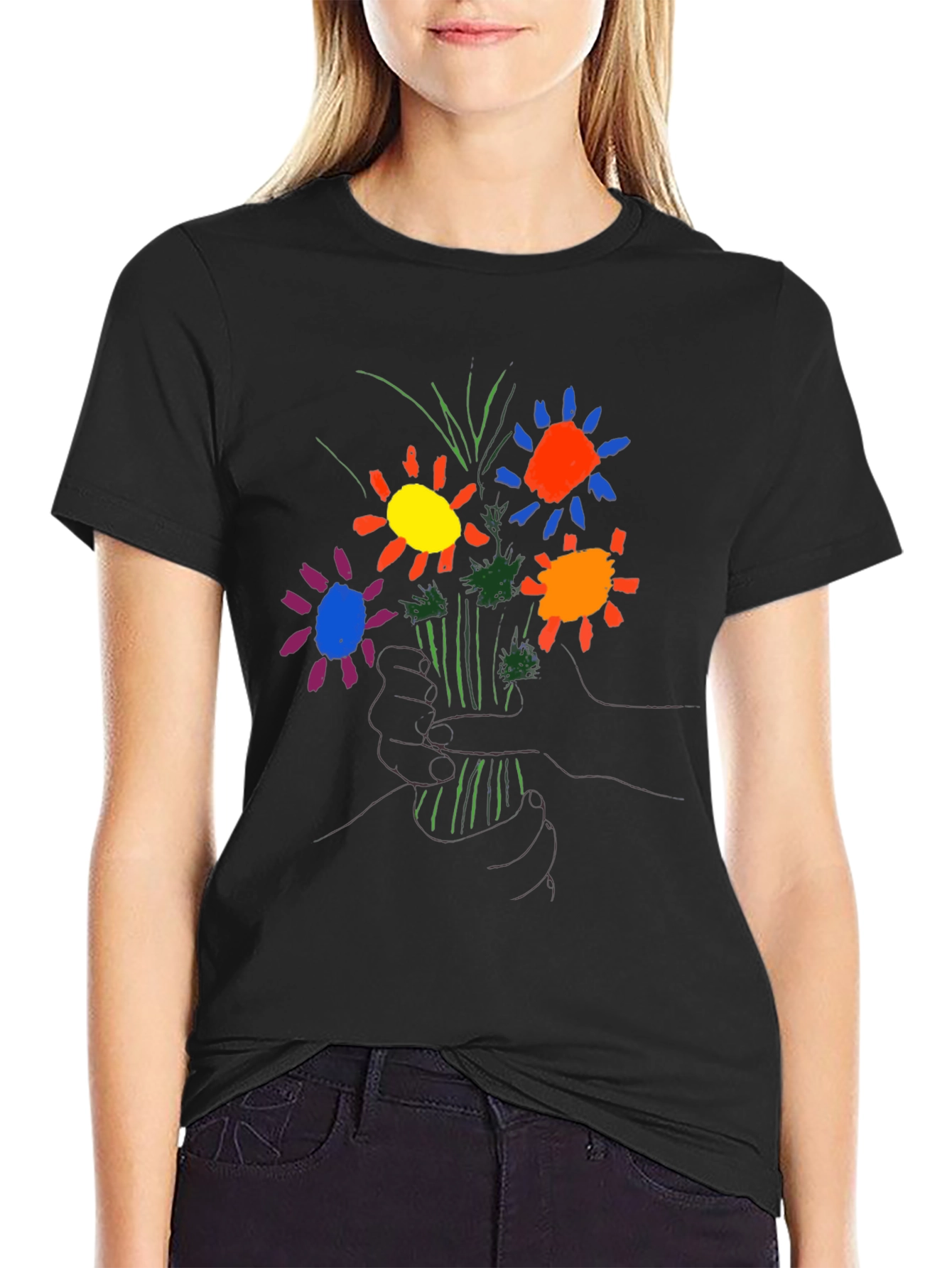 Floral Graphic T-Shirt - Hand Drawn Style