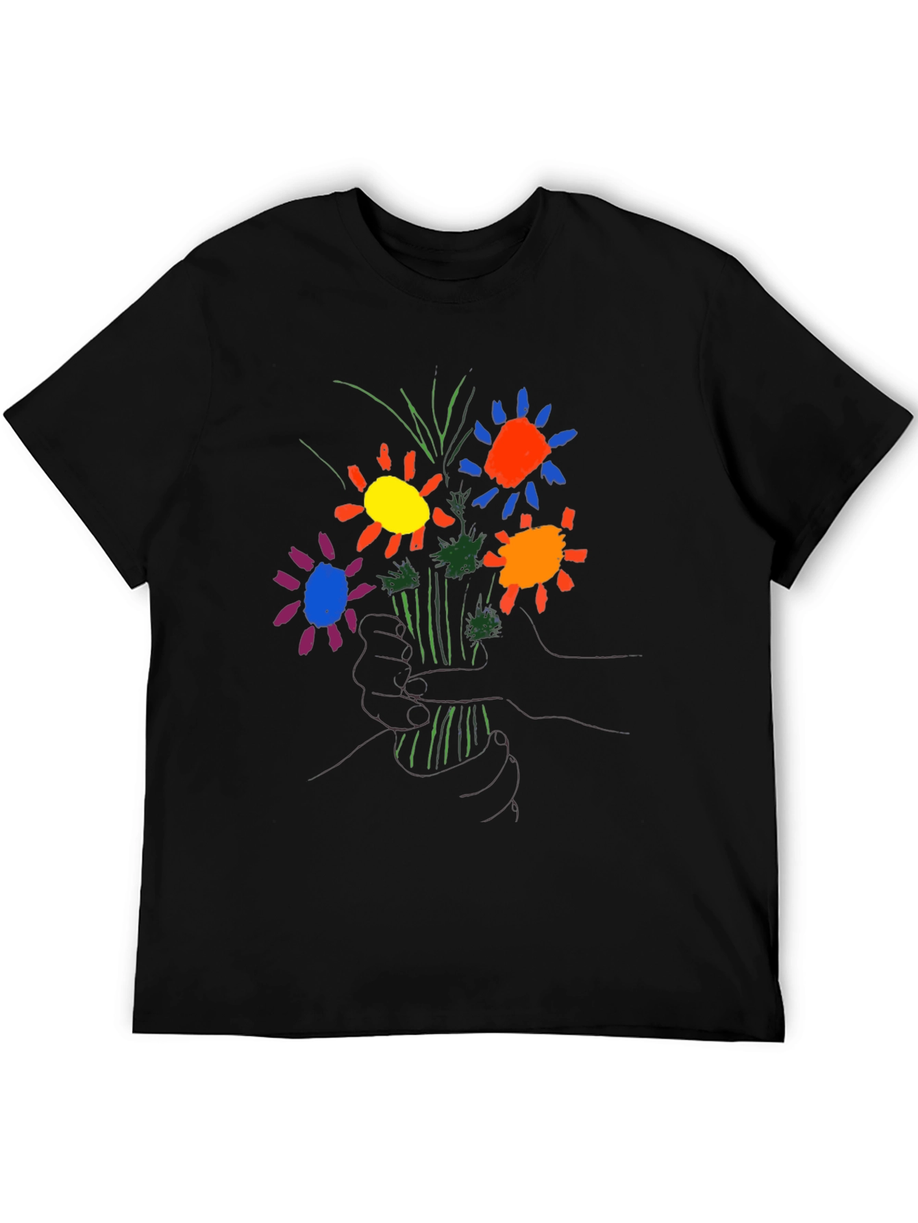 Floral Graphic T-Shirt - Hand Drawn Style