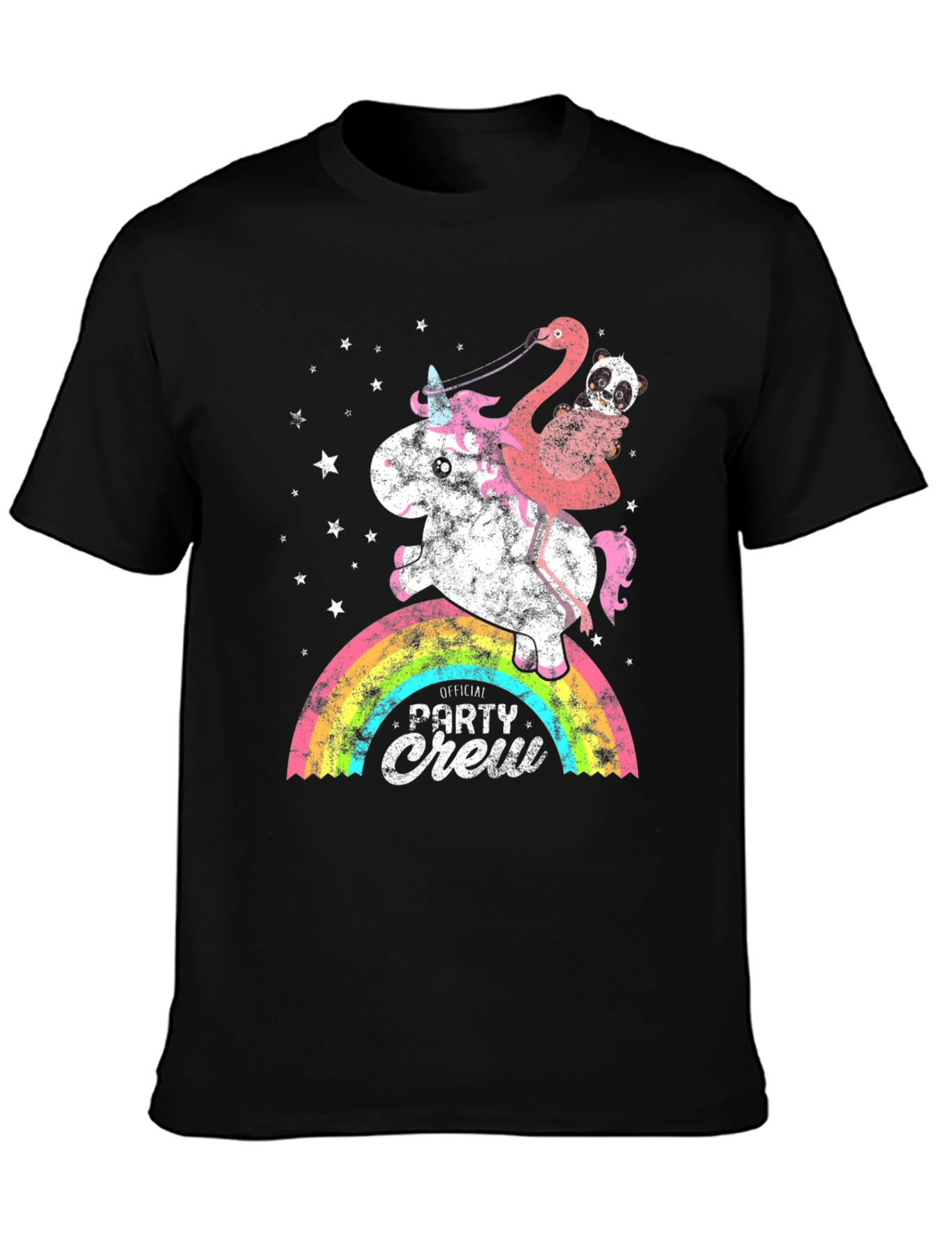 Unicorn Flamingo Party Crew Graphic Tee