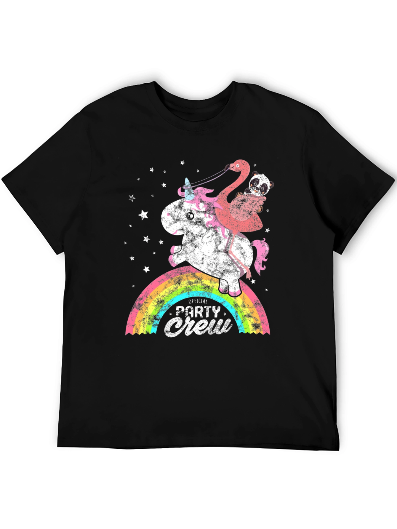 Unicorn Flamingo Party Crew Graphic Tee