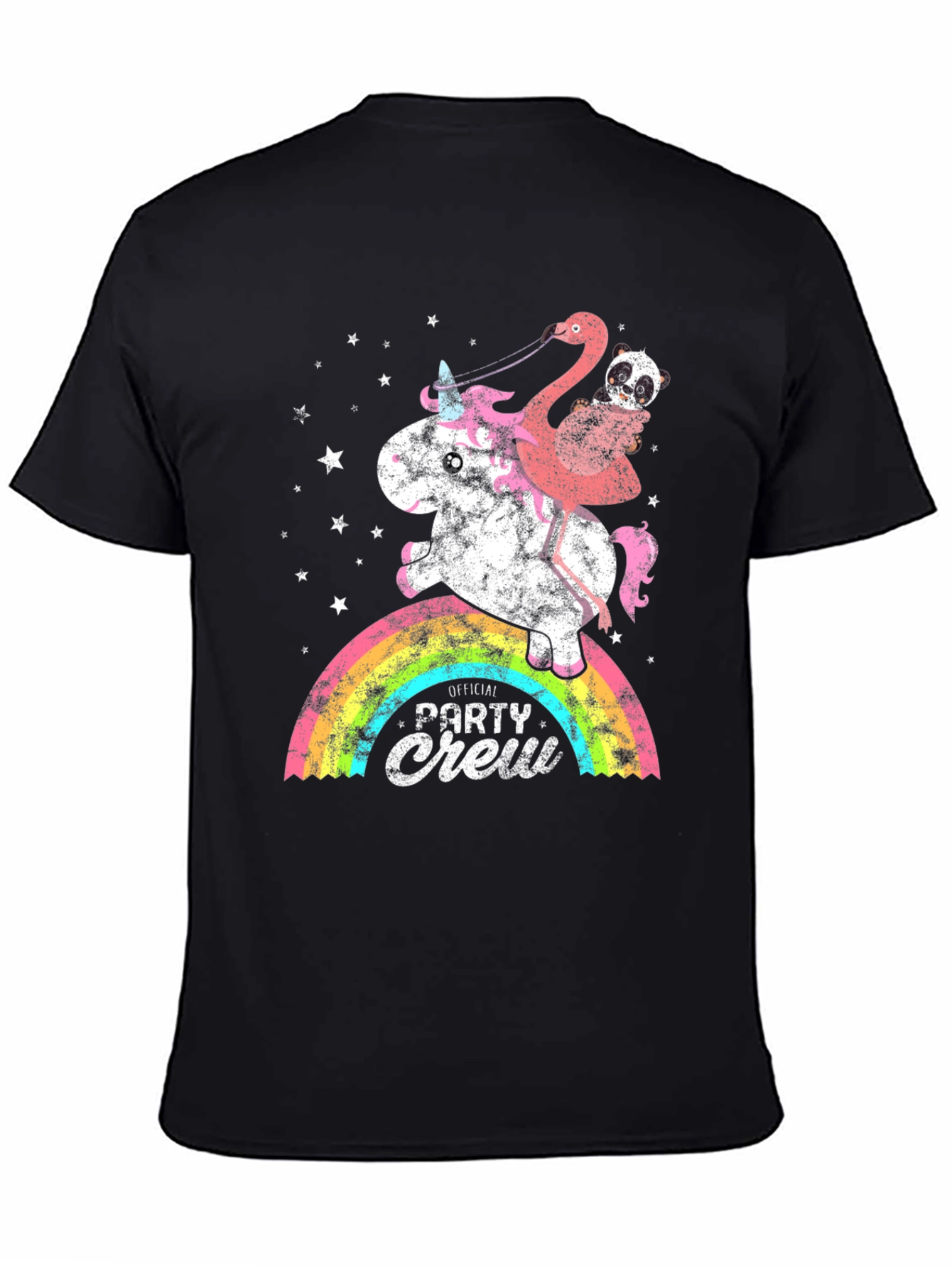 Unicorn Flamingo Party Crew Graphic Tee