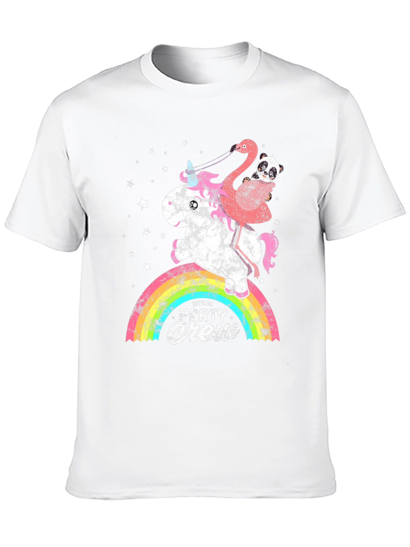 Unicorn Flamingo Party Crew Graphic Tee