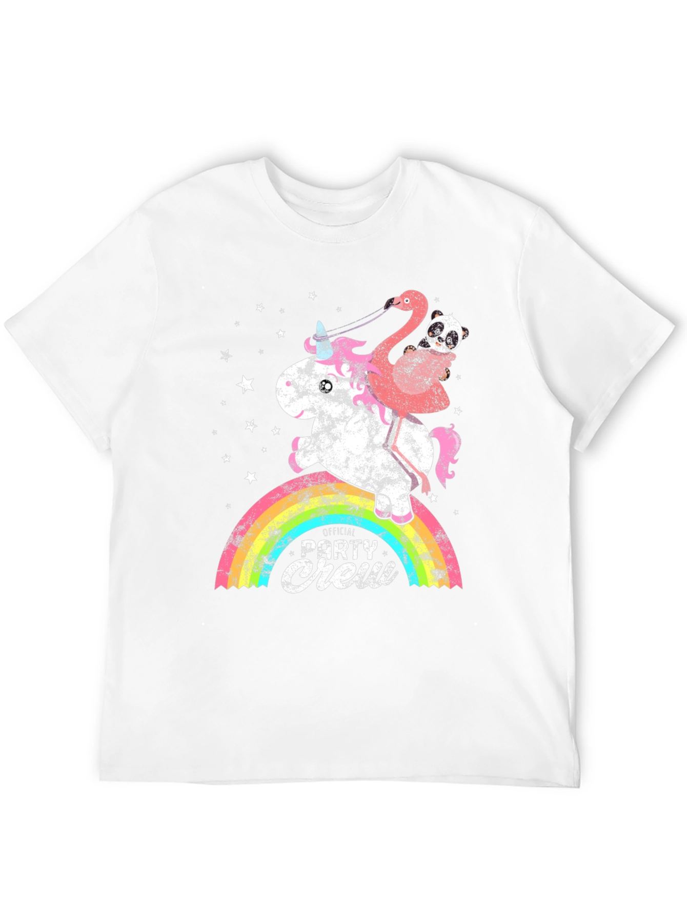 Unicorn Flamingo Party Crew Graphic Tee