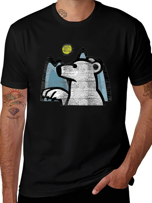 Polar Bear Graphic Tee - Black Cotton T-Shirt