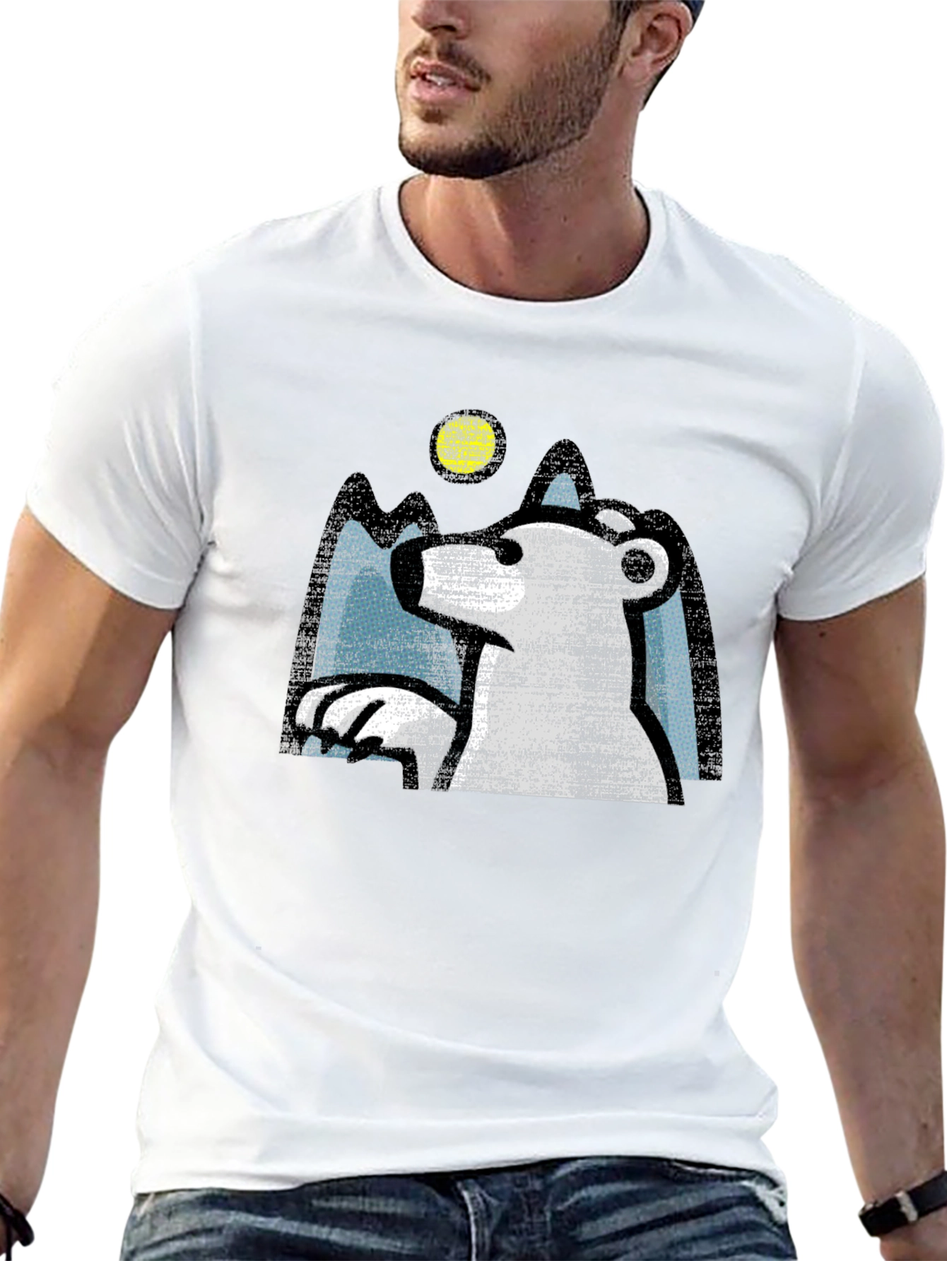 Polar Bear Graphic Tee - Black Cotton T-Shirt