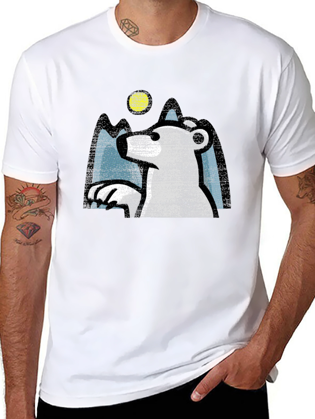Polar Bear Graphic Tee - Black Cotton T-Shirt