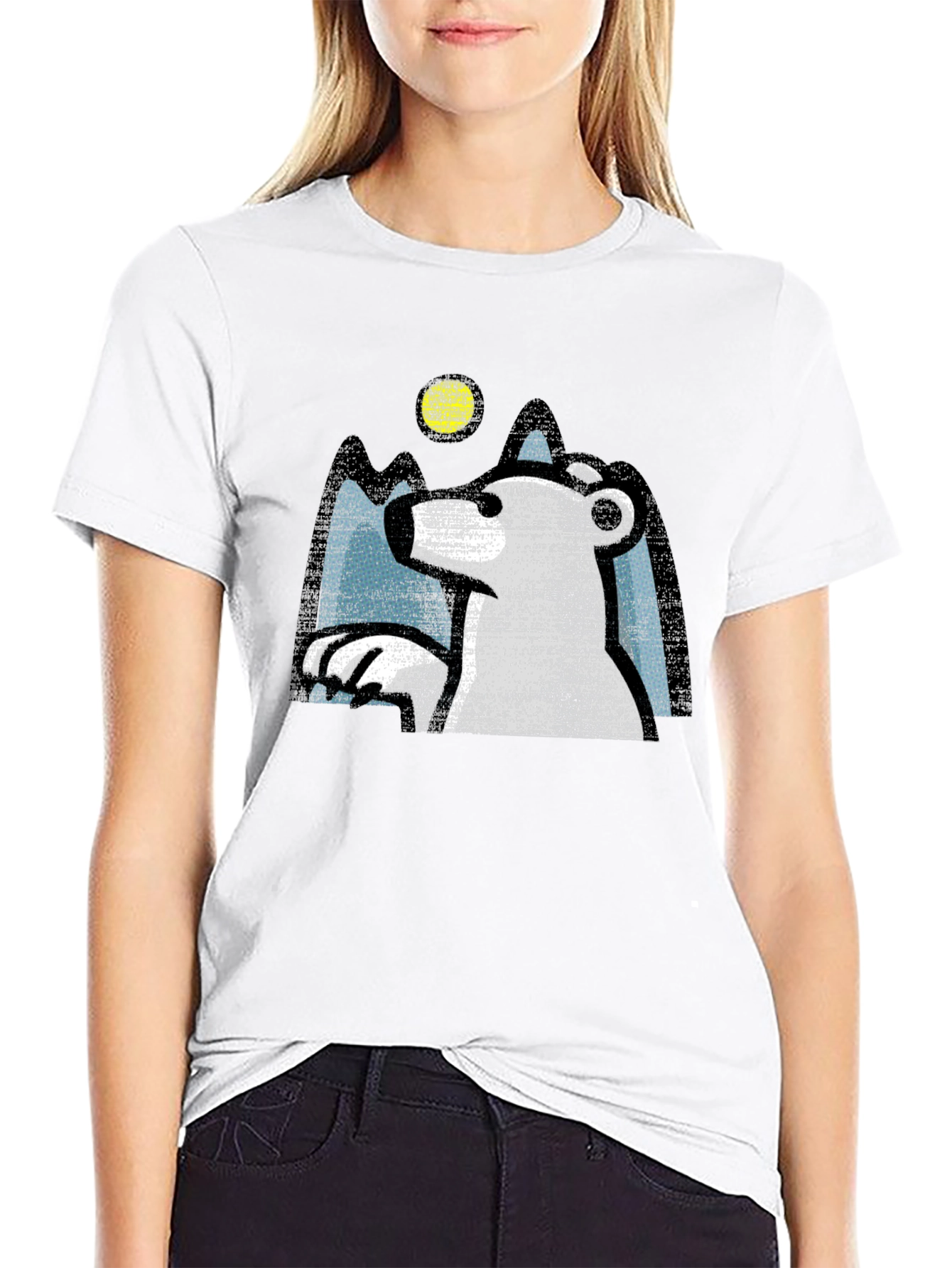 Polar Bear Graphic Tee - Black Cotton T-Shirt