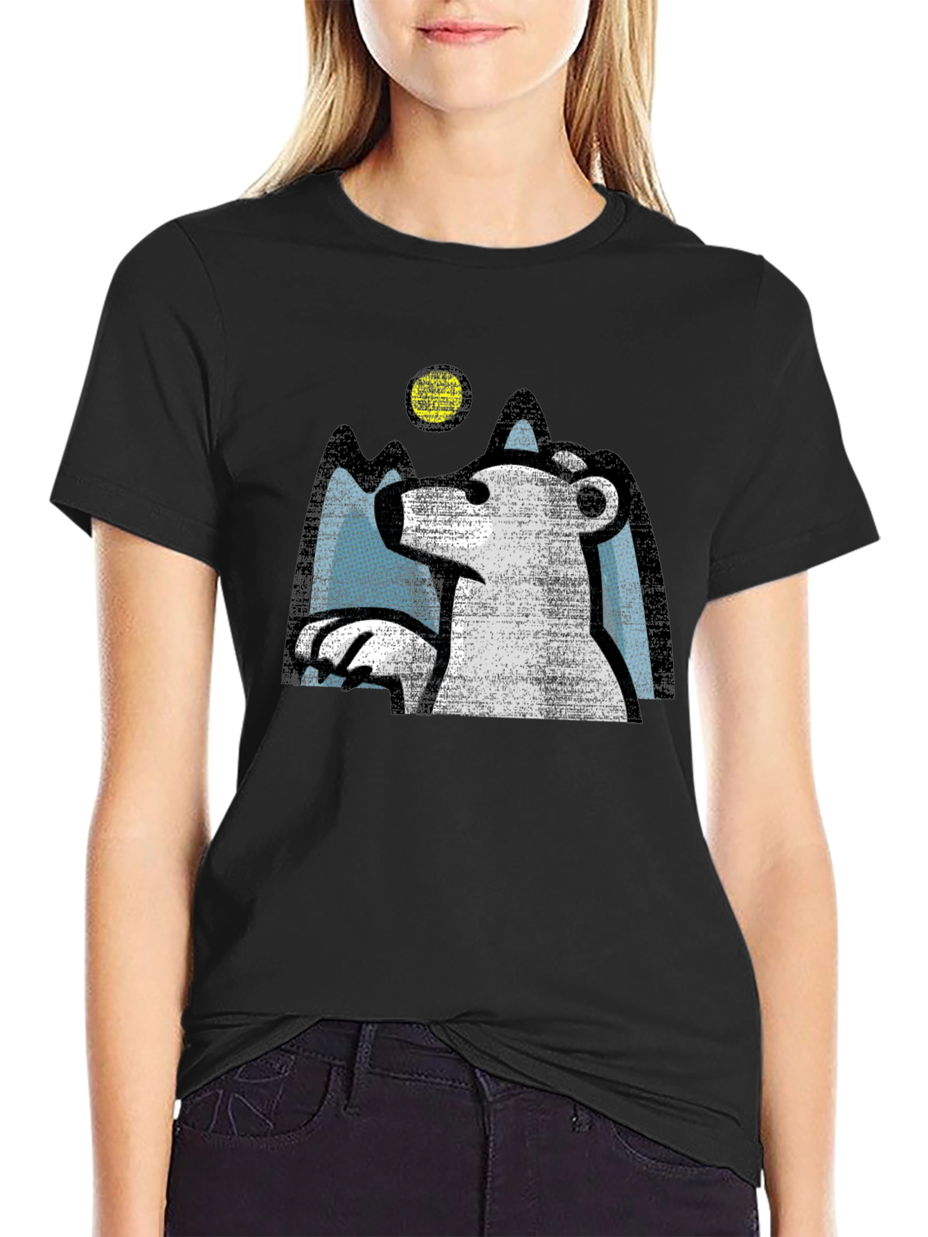 Polar Bear Graphic Tee - Black Cotton T-Shirt