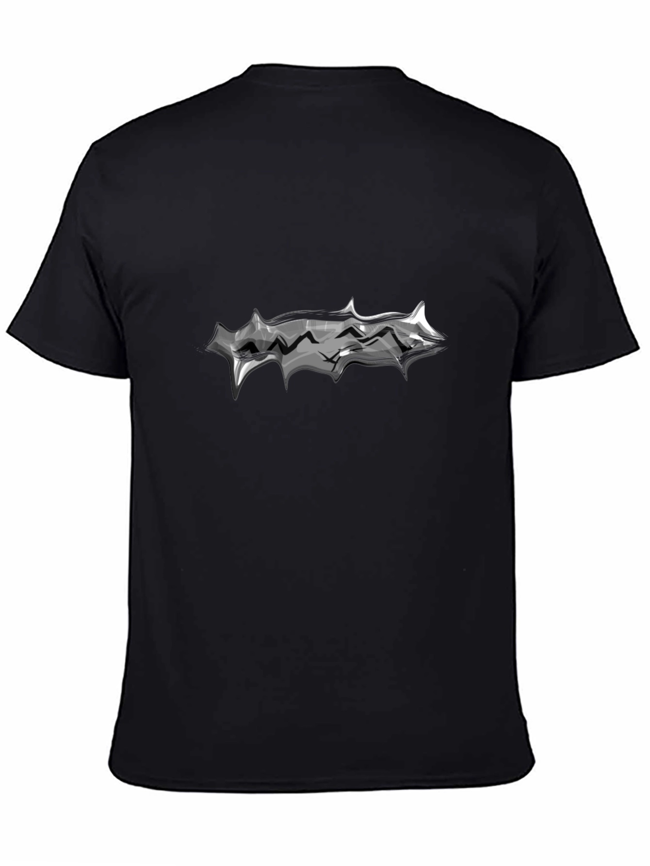 Mens Black T-Shirt with Abstract Silver Graphic