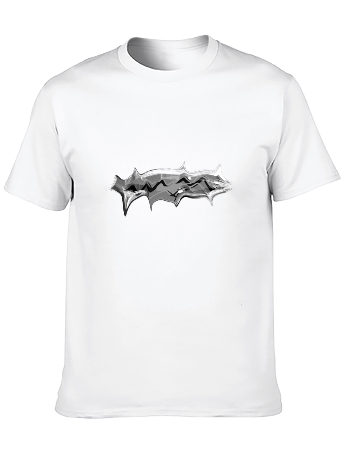Mens Black T-Shirt with Abstract Silver Graphic