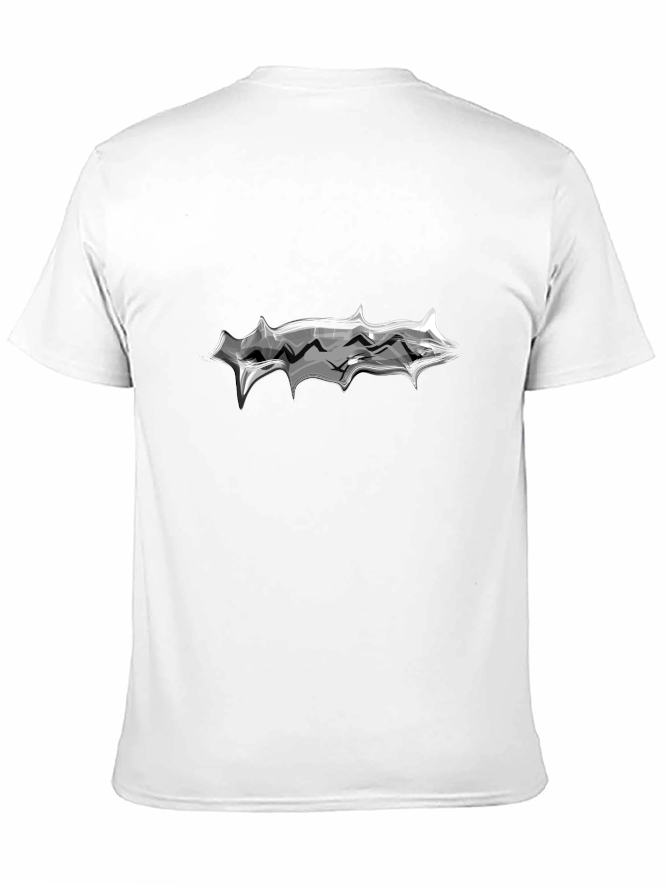 Mens Black T-Shirt with Abstract Silver Graphic