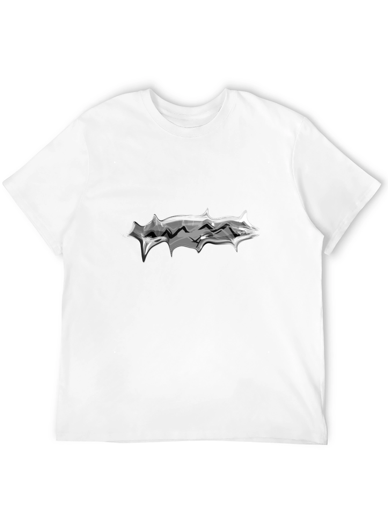 Mens Black T-Shirt with Abstract Silver Graphic