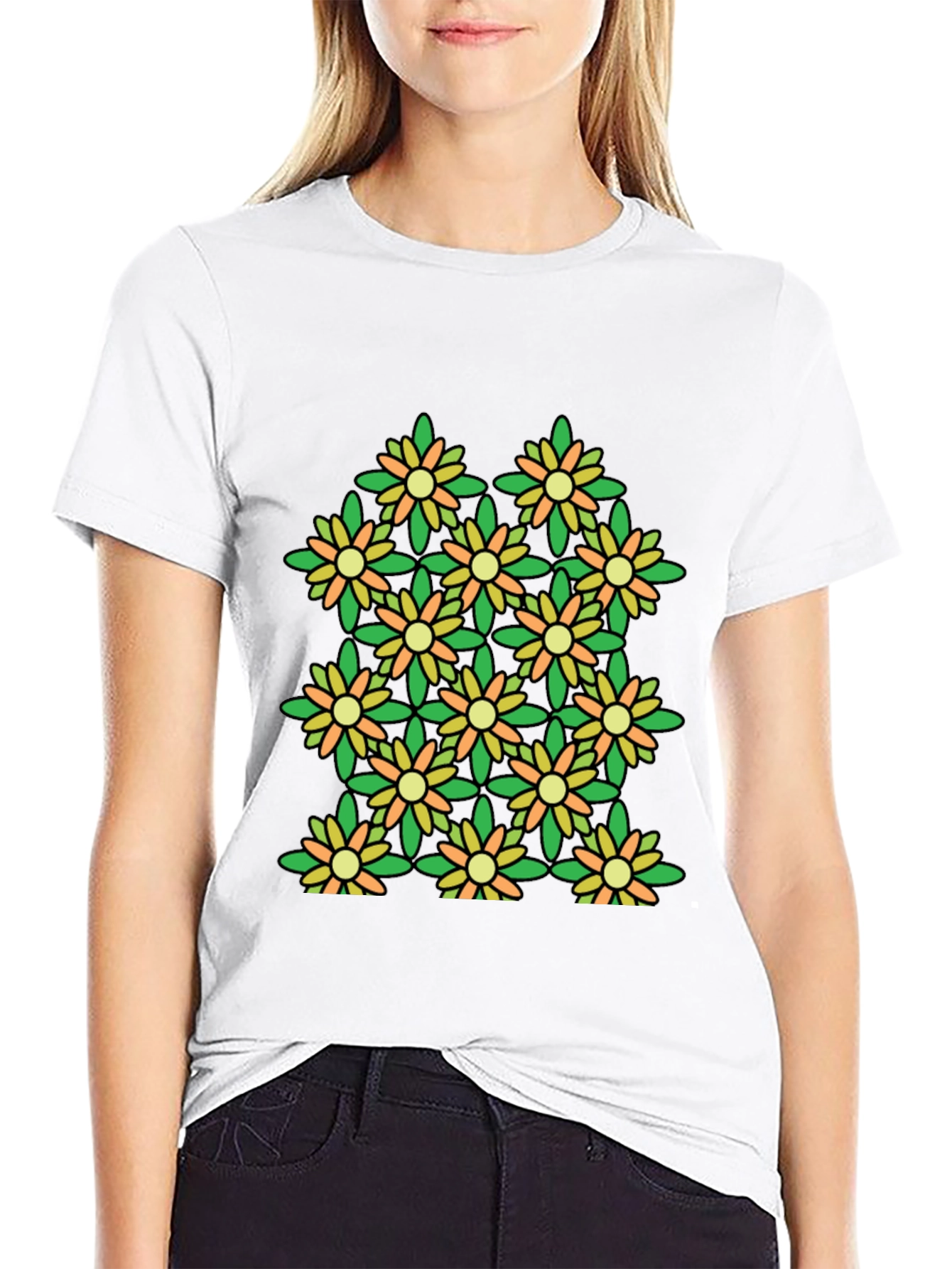 Floral Pattern Black T-Shirt - Stylish & Unique