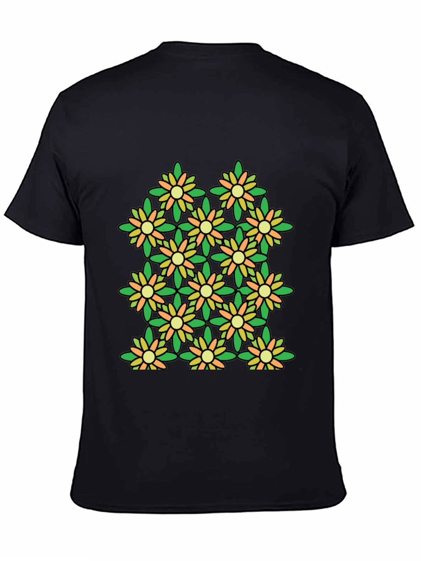 Floral Pattern Black T-Shirt - Stylish & Unique