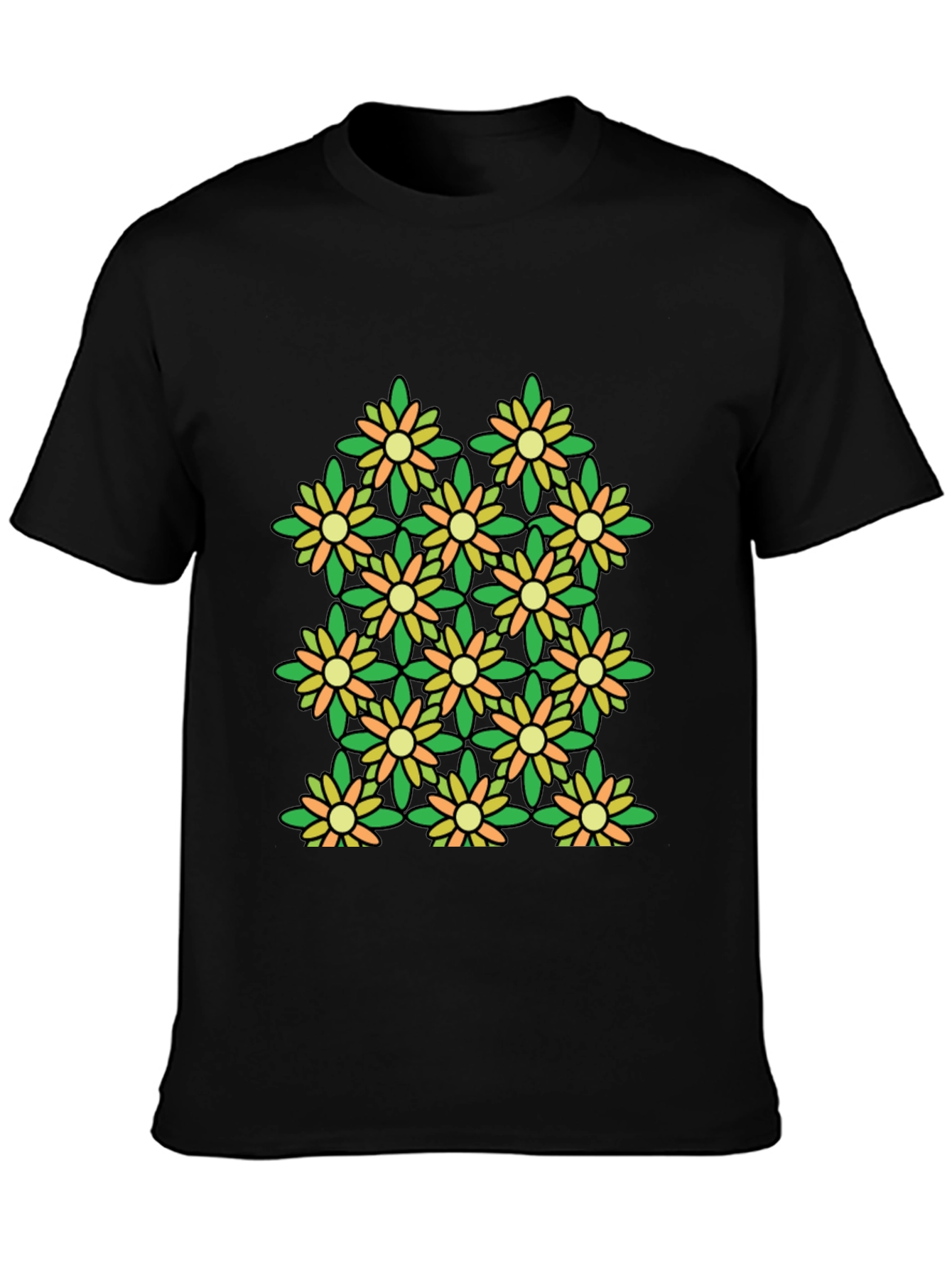 Floral Pattern Black T-Shirt - Stylish & Unique
