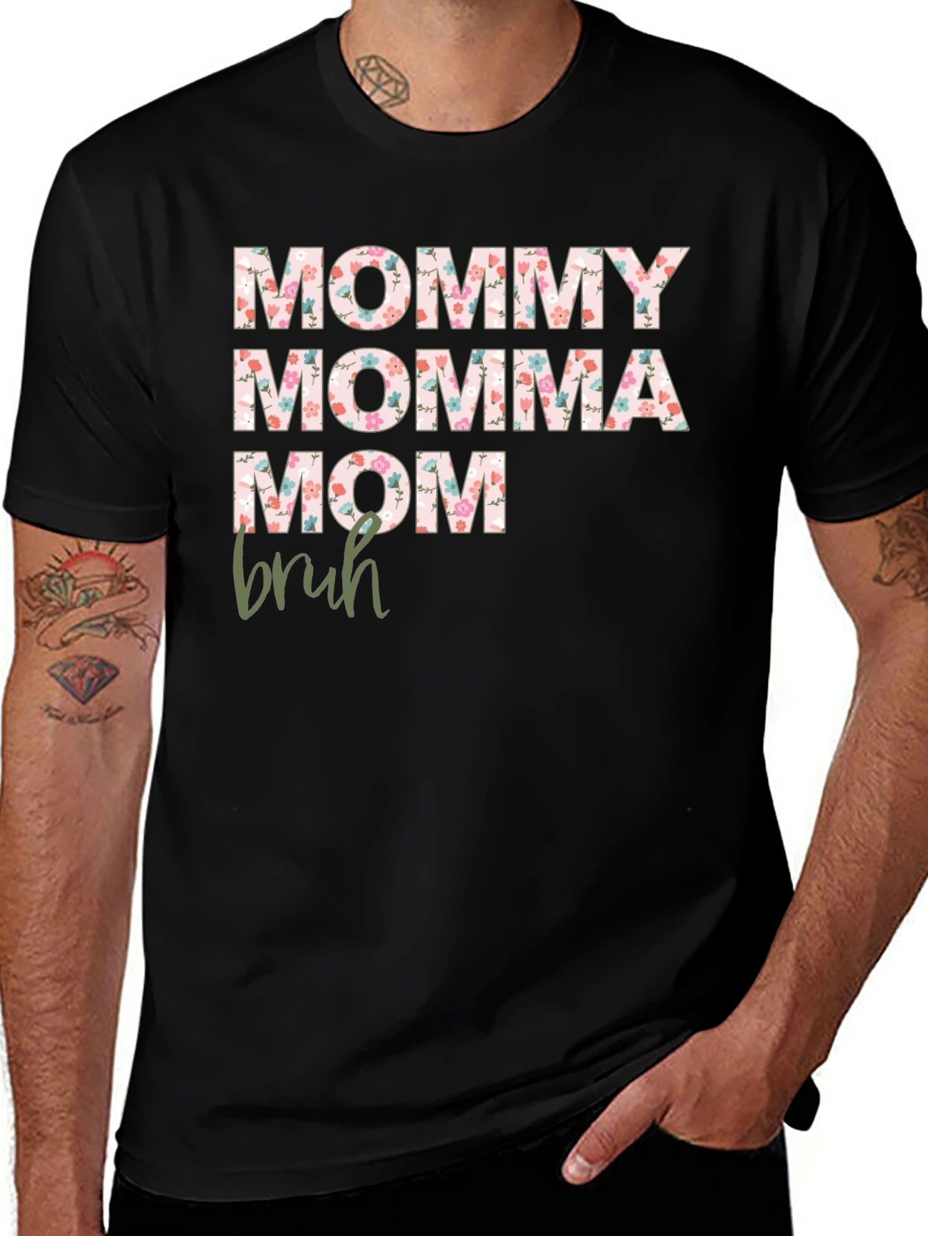 Floral Mommy Momma Mom Bruh Graphic Tee
