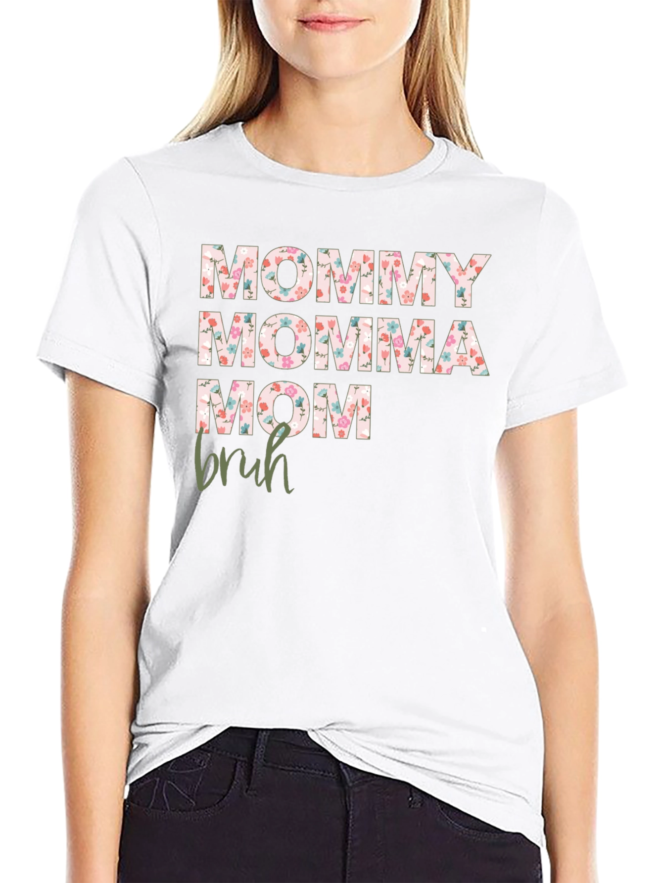 Floral Mommy Momma Mom Bruh Graphic Tee