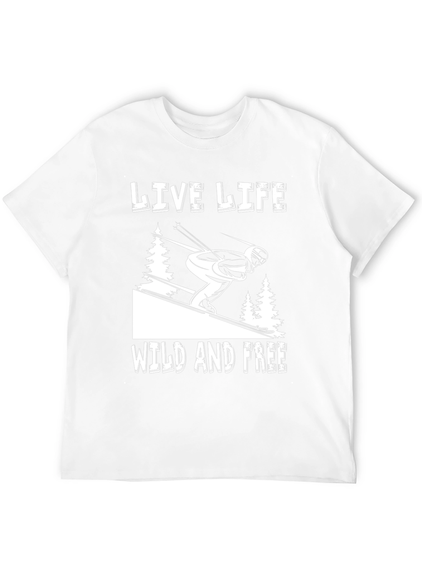 Live Life Wild and Free Skiing Graphic Tee