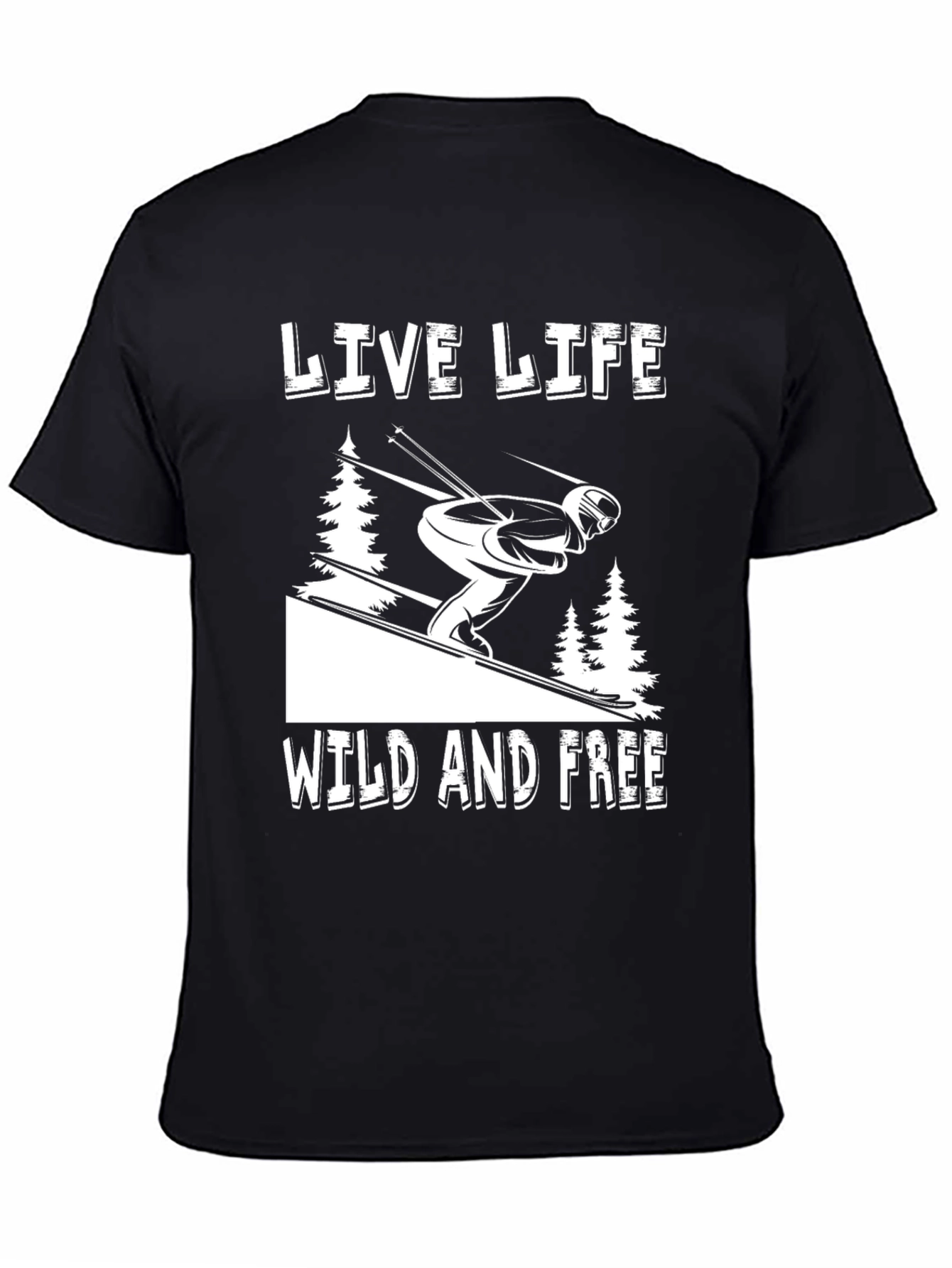Live Life Wild and Free Skiing Graphic Tee