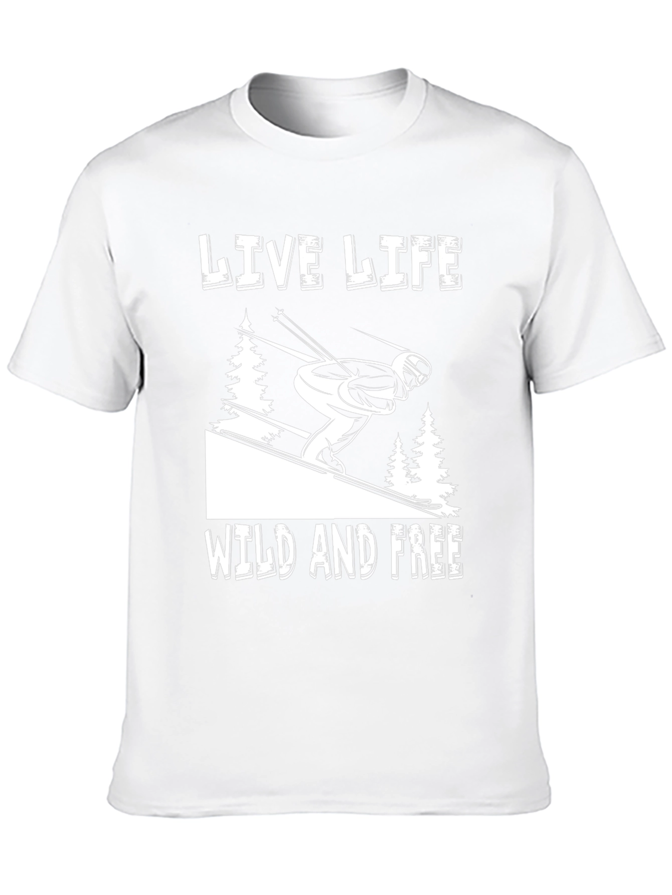 Live Life Wild and Free Skiing Graphic Tee