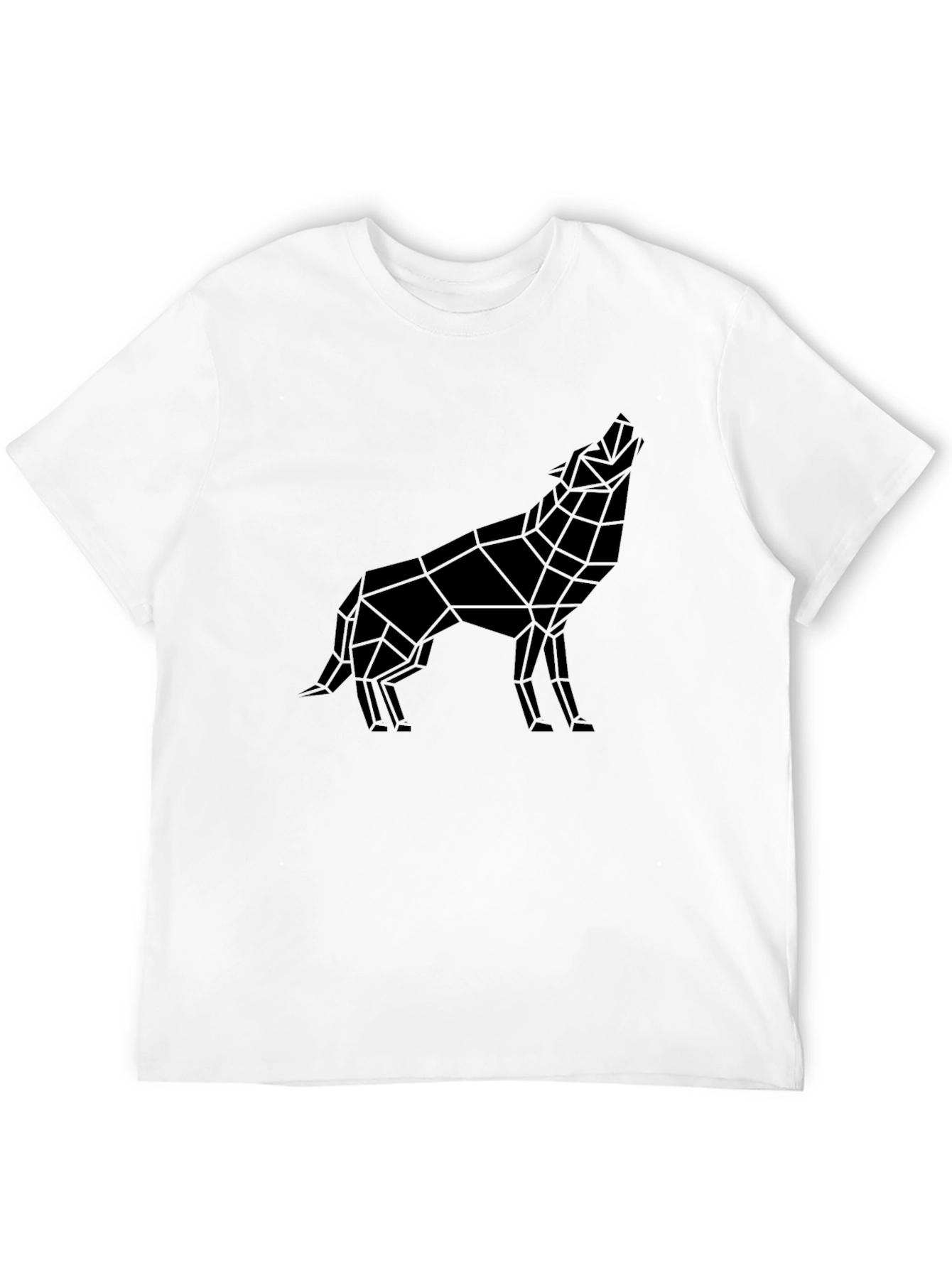 Geometric Wolf Graphic Tee - Modern Black T-Shirt