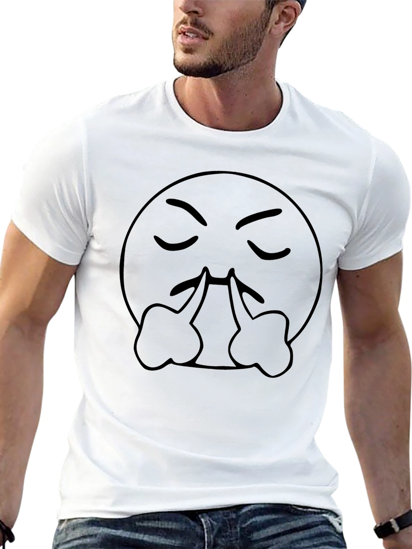 Annoyed Emoji Graphic T-Shirt - Black