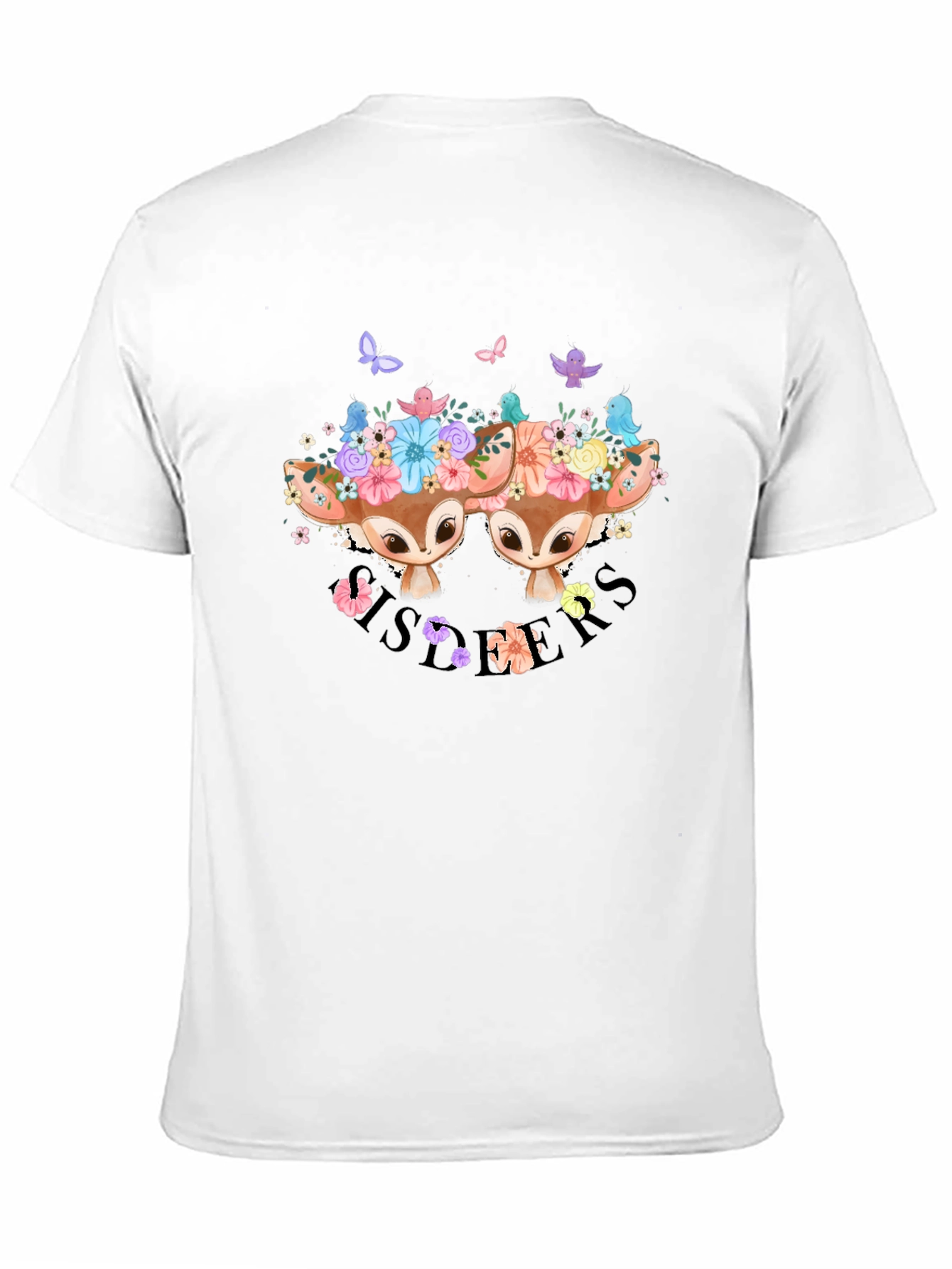 Floral Deer Sisters Graphic T-Shirt