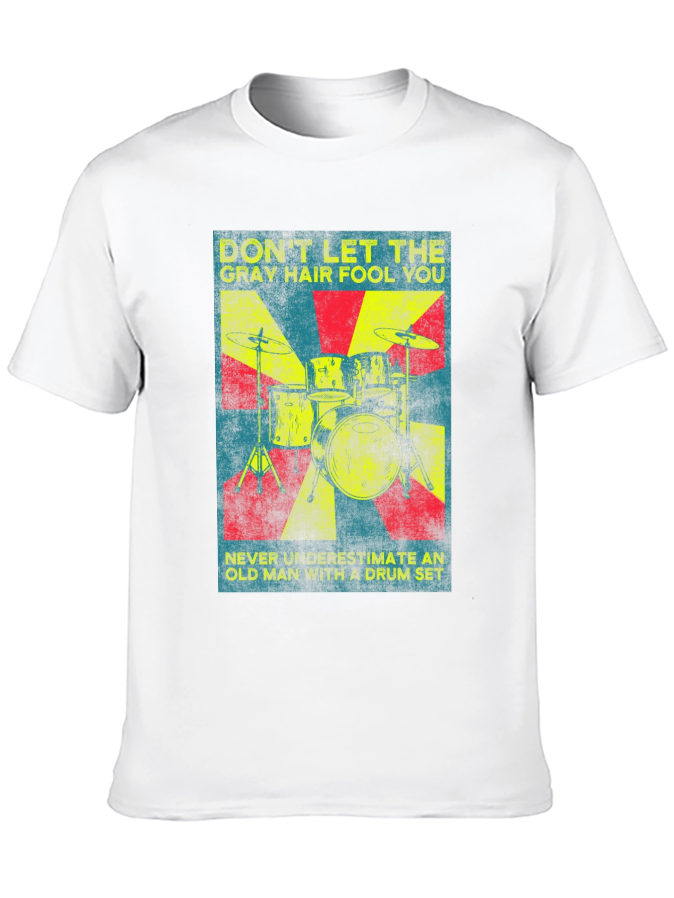 Drummer Old Man T-Shirt - Gray Hair Drum Set