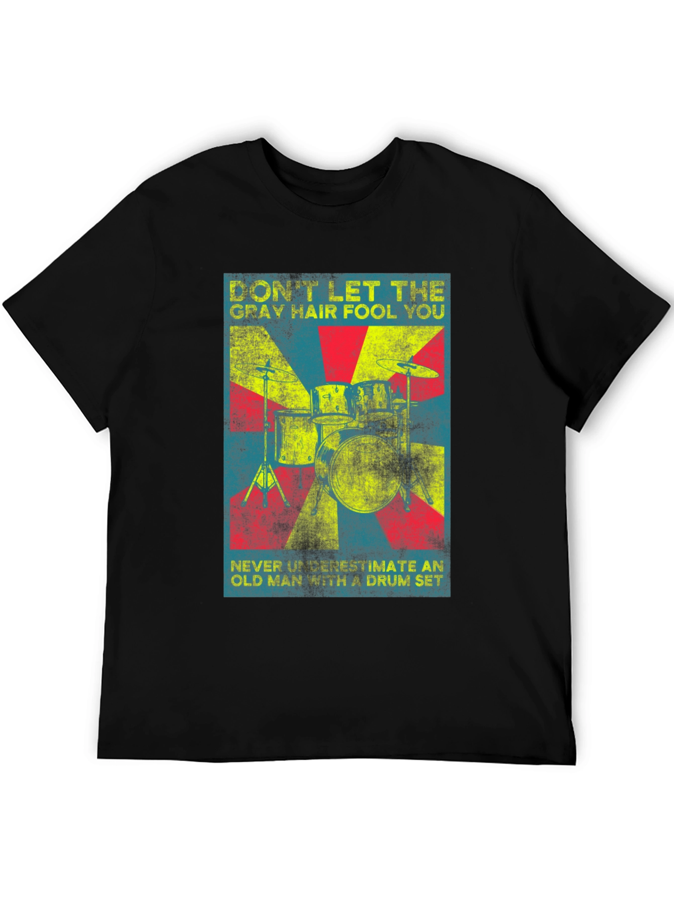 Drummer Old Man T-Shirt - Gray Hair Drum Set