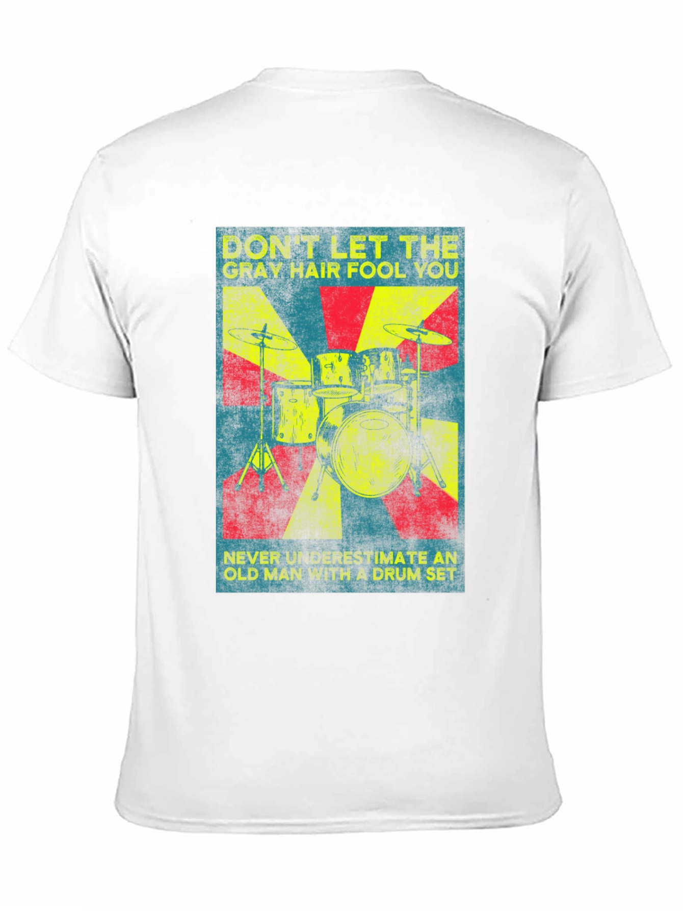 Drummer Old Man T-Shirt - Gray Hair Drum Set