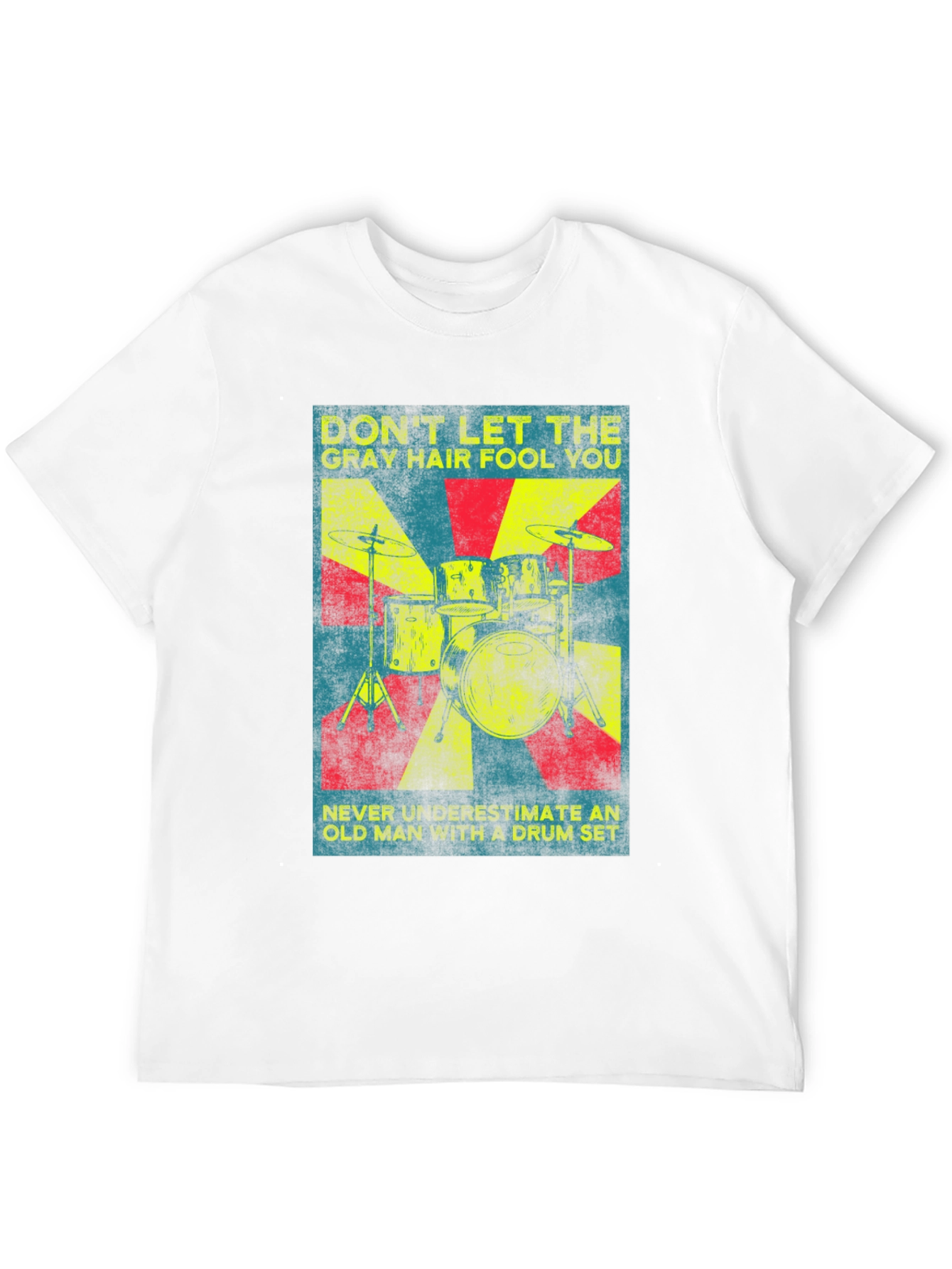 Drummer Old Man T-Shirt - Gray Hair Drum Set