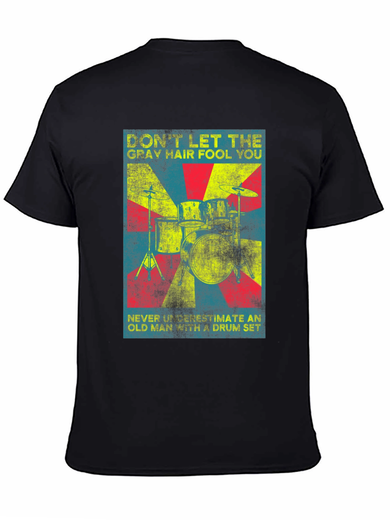 Drummer Old Man T-Shirt - Gray Hair Drum Set