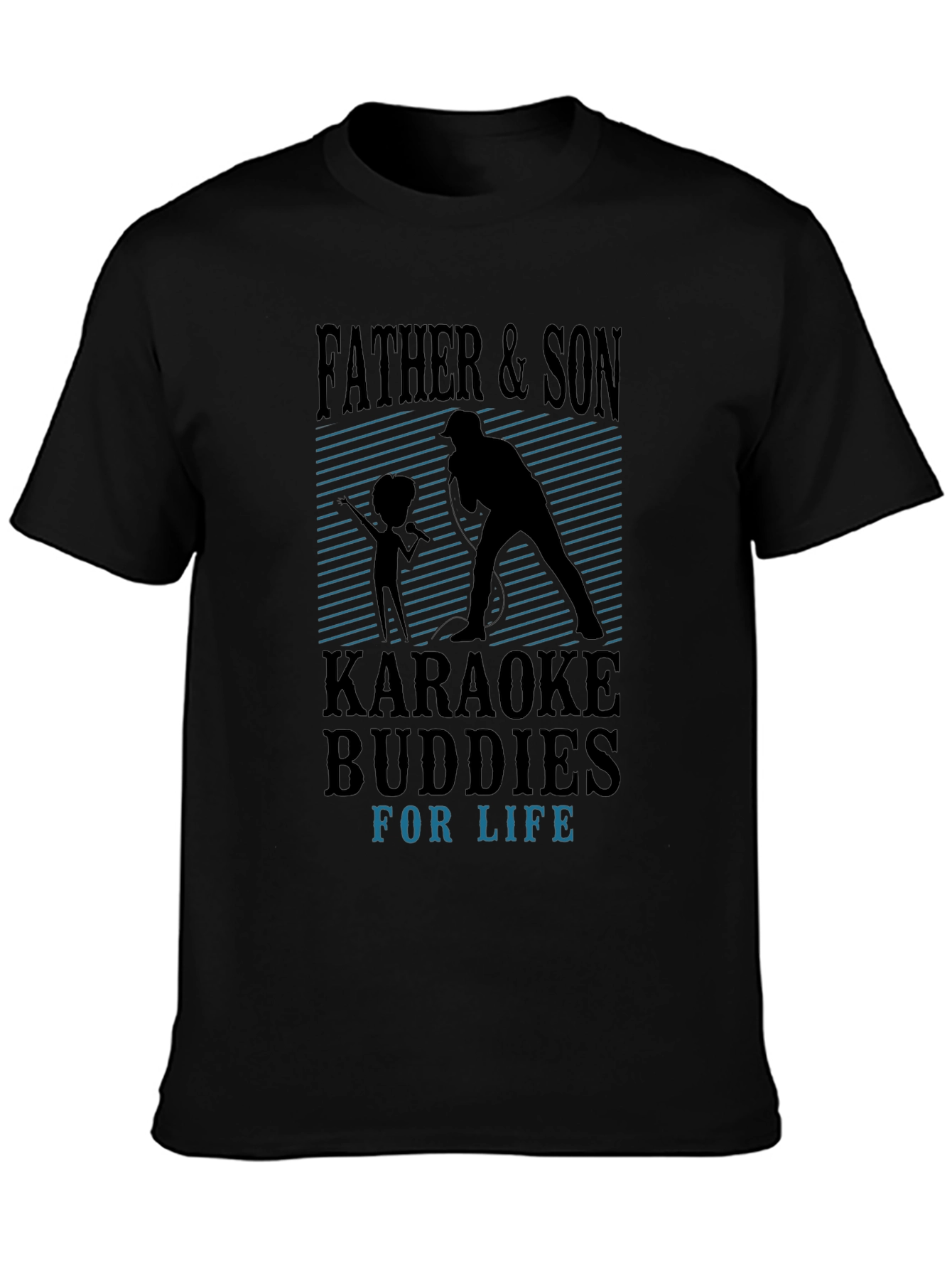 Father & Son Karaoke Buddies Black T-Shirt