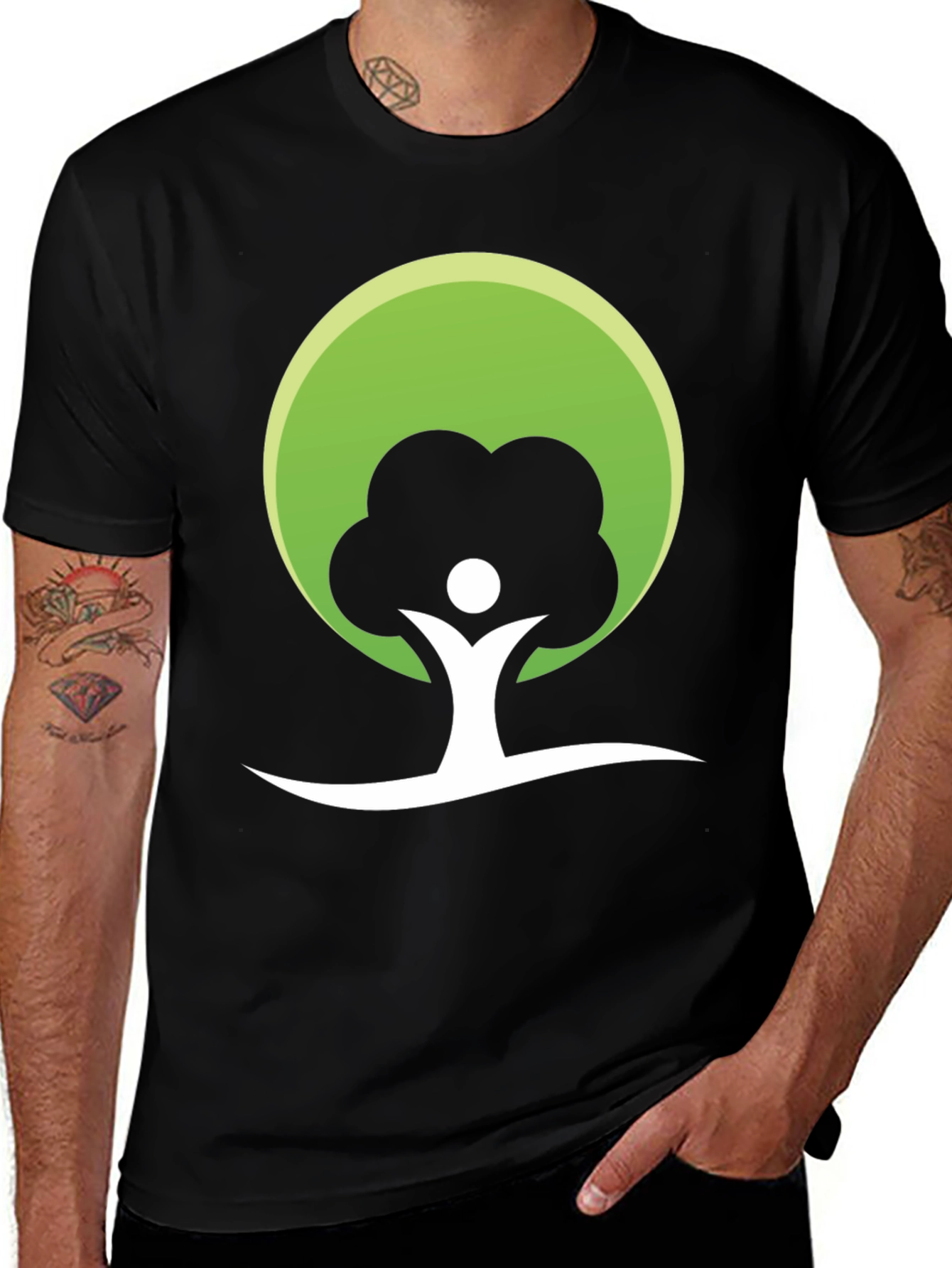 Eco-Friendly Tree Graphic T-Shirt - Black