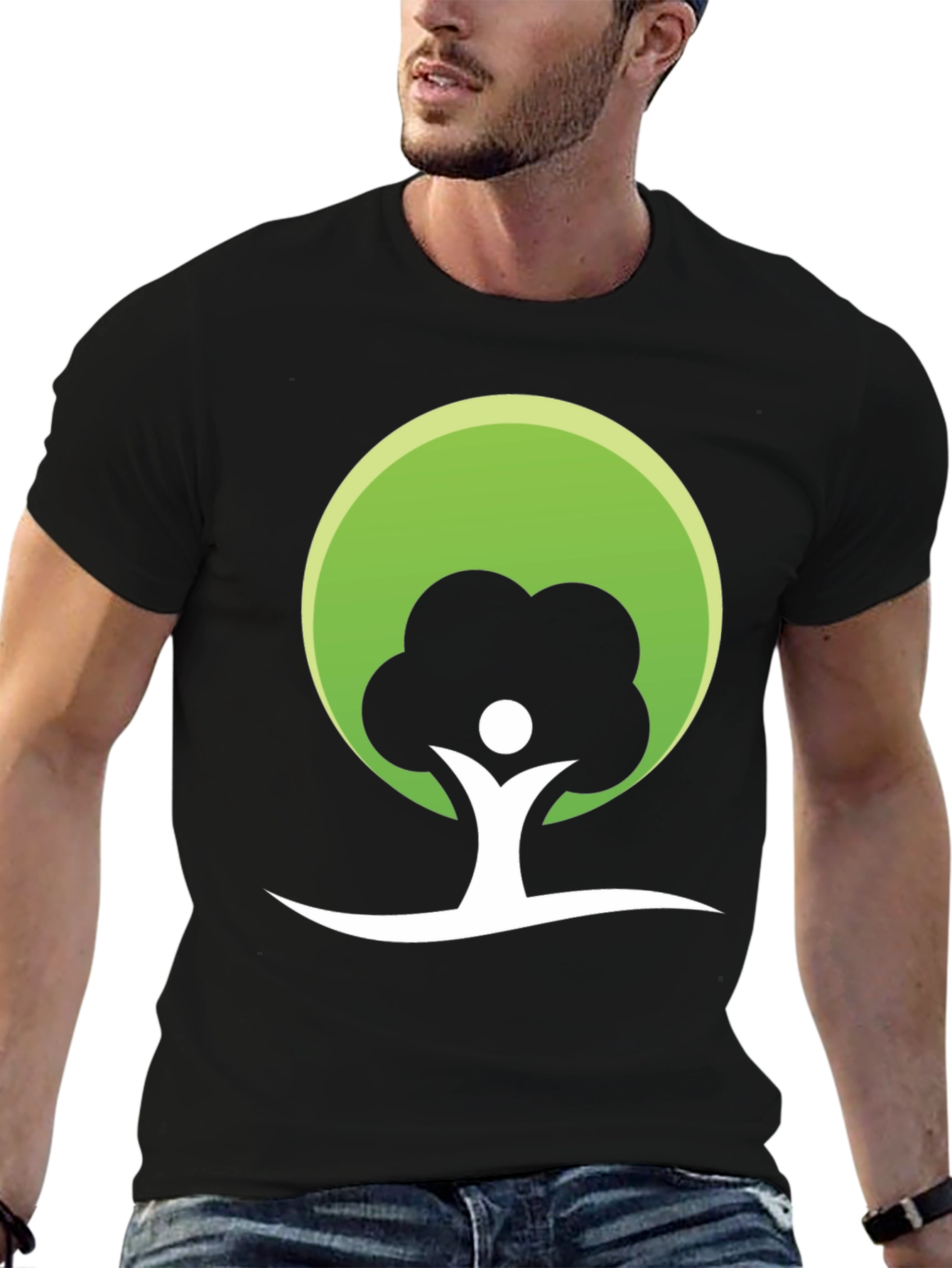 Eco-Friendly Tree Graphic T-Shirt - Black