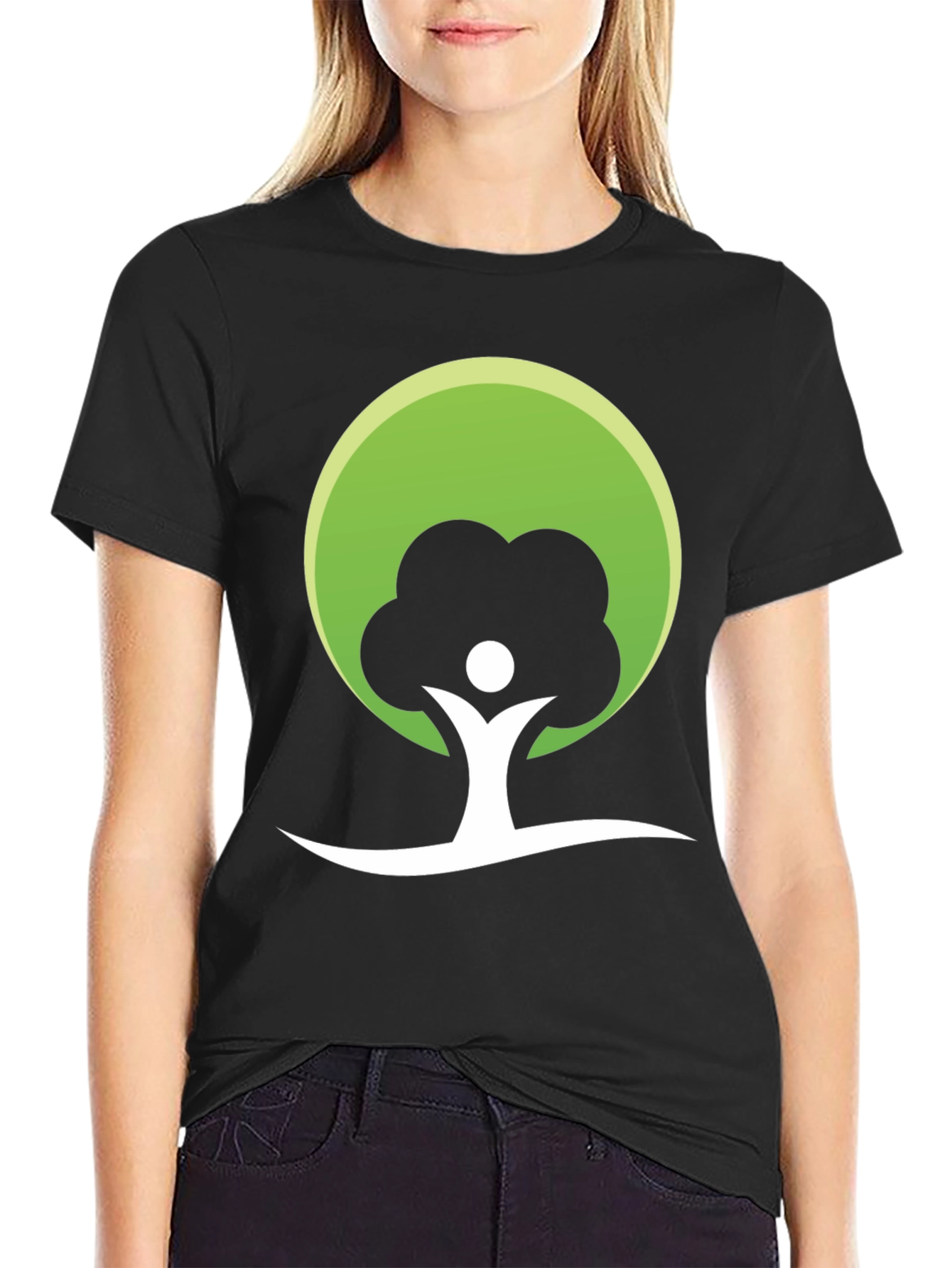 Eco-Friendly Tree Graphic T-Shirt - Black