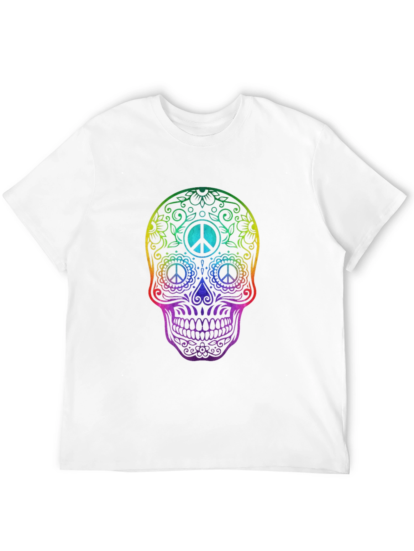 Rainbow Skull Peace Sign T-Shirt