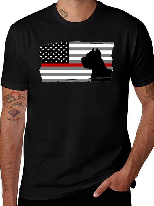 Cane Corso American Flag Mens Black T-Shirt