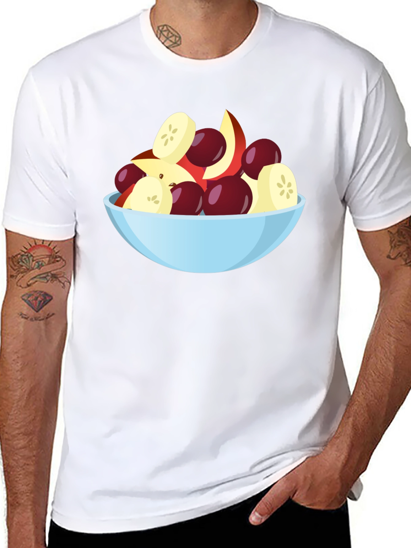 Fruit Bowl Graphic Tee - Black Casual T-Shirt