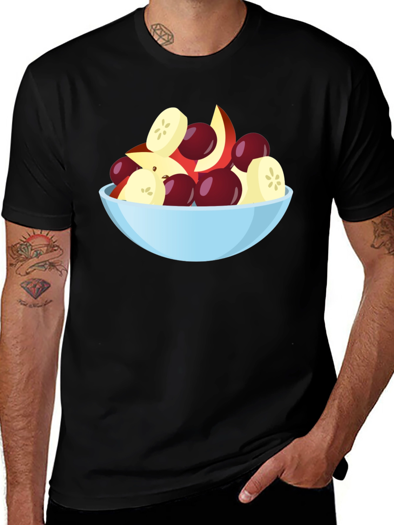 Fruit Bowl Graphic Tee - Black Casual T-Shirt