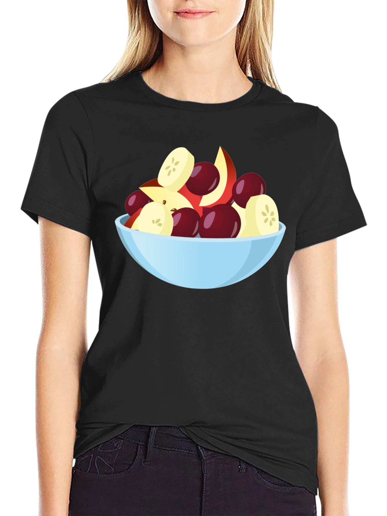 Fruit Bowl Graphic Tee - Black Casual T-Shirt