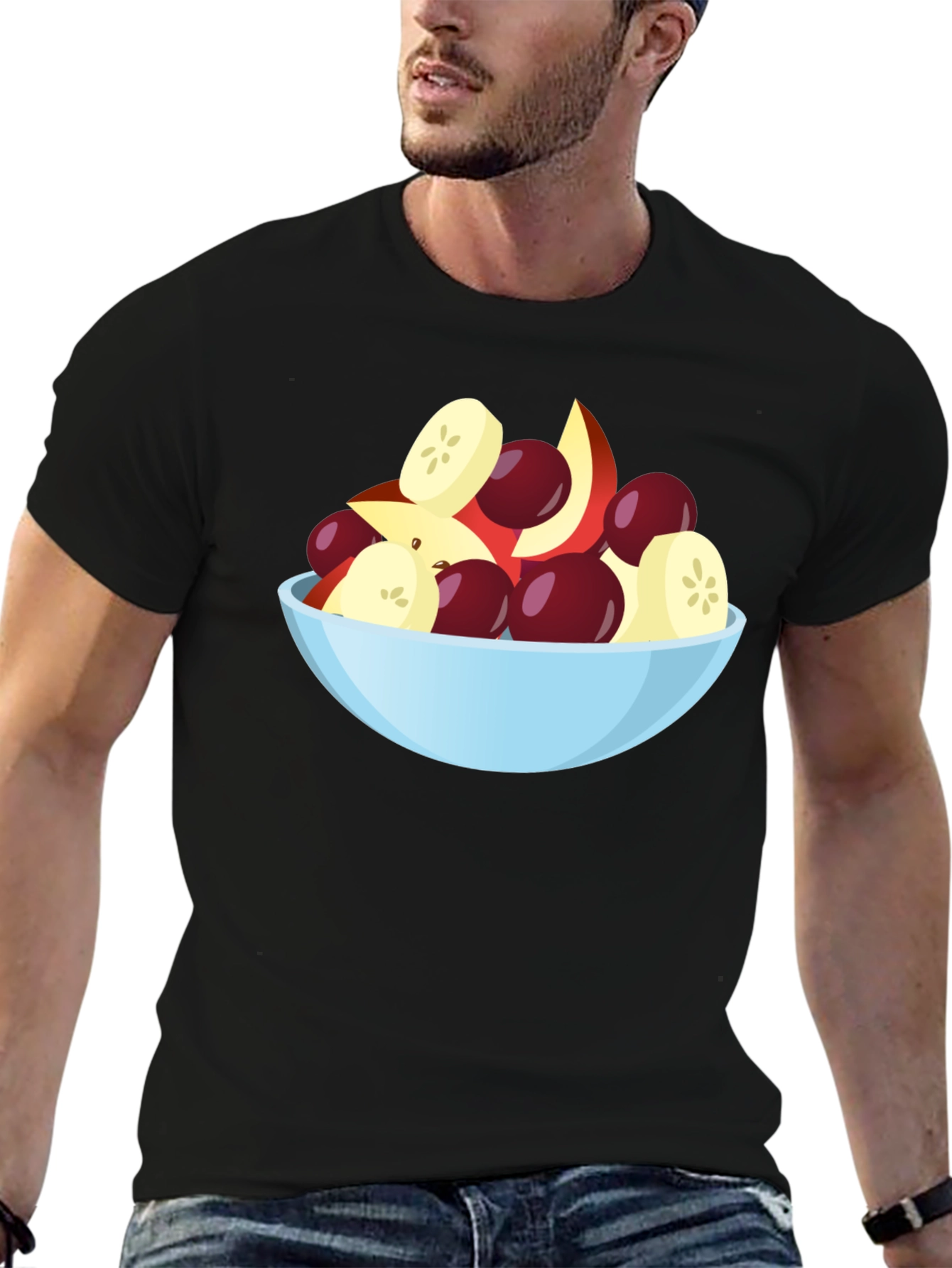 Fruit Bowl Graphic Tee - Black Casual T-Shirt