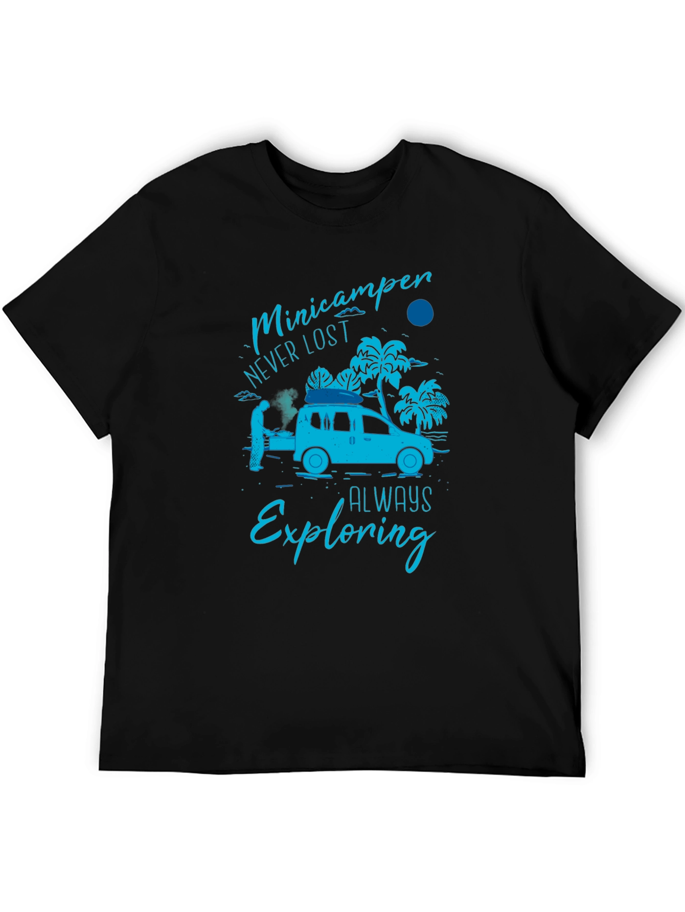 Minicamper Adventure T-Shirt: Never Lost Always Exploring