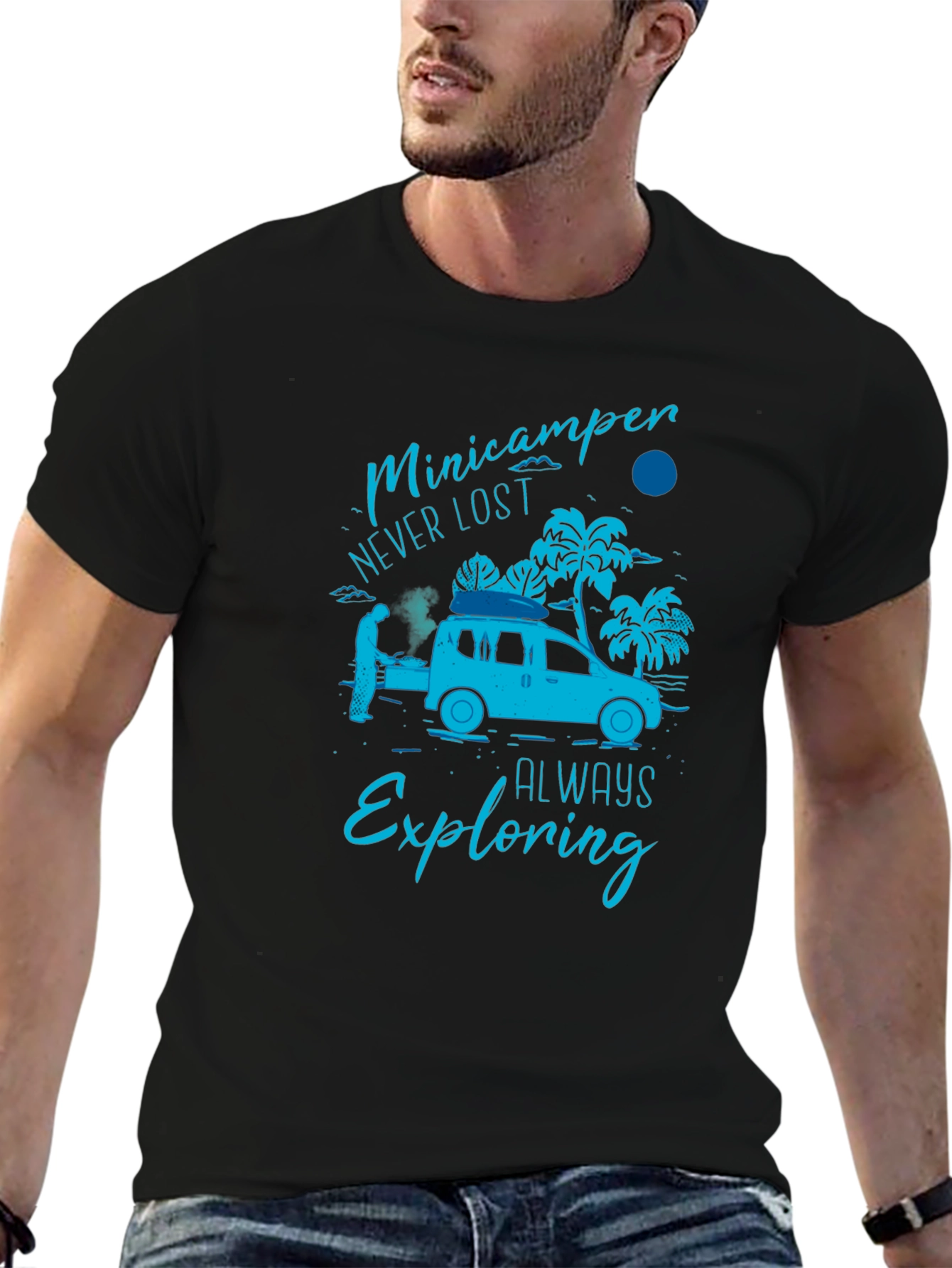 Minicamper Adventure T-Shirt: Never Lost Always Exploring