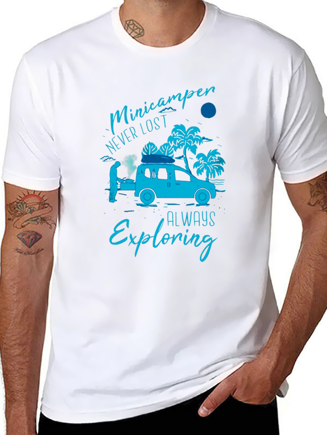 Minicamper Adventure T-Shirt: Never Lost Always Exploring