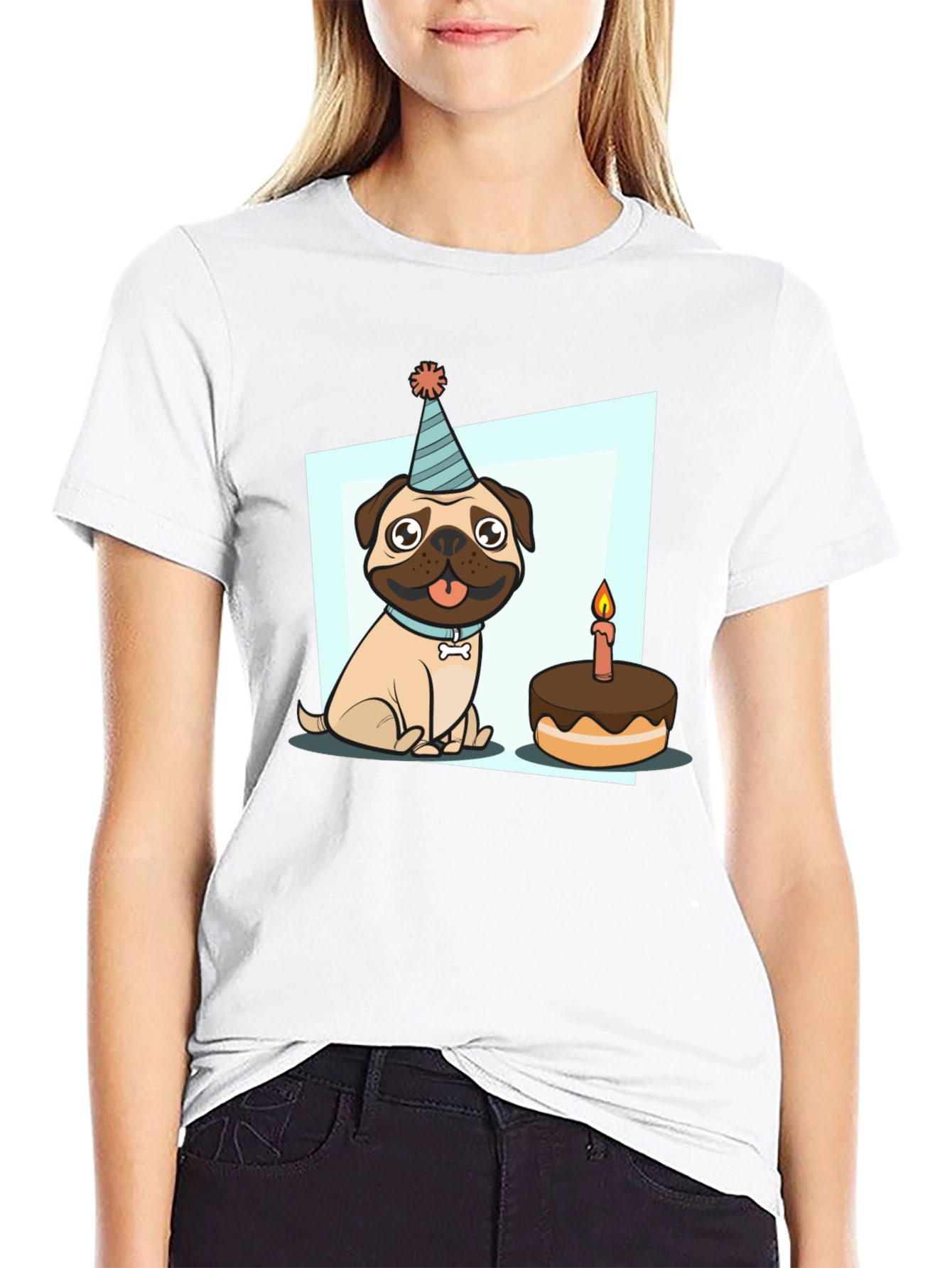 Birthday Pug T-Shirt - Cute Cartoon Dog Tee