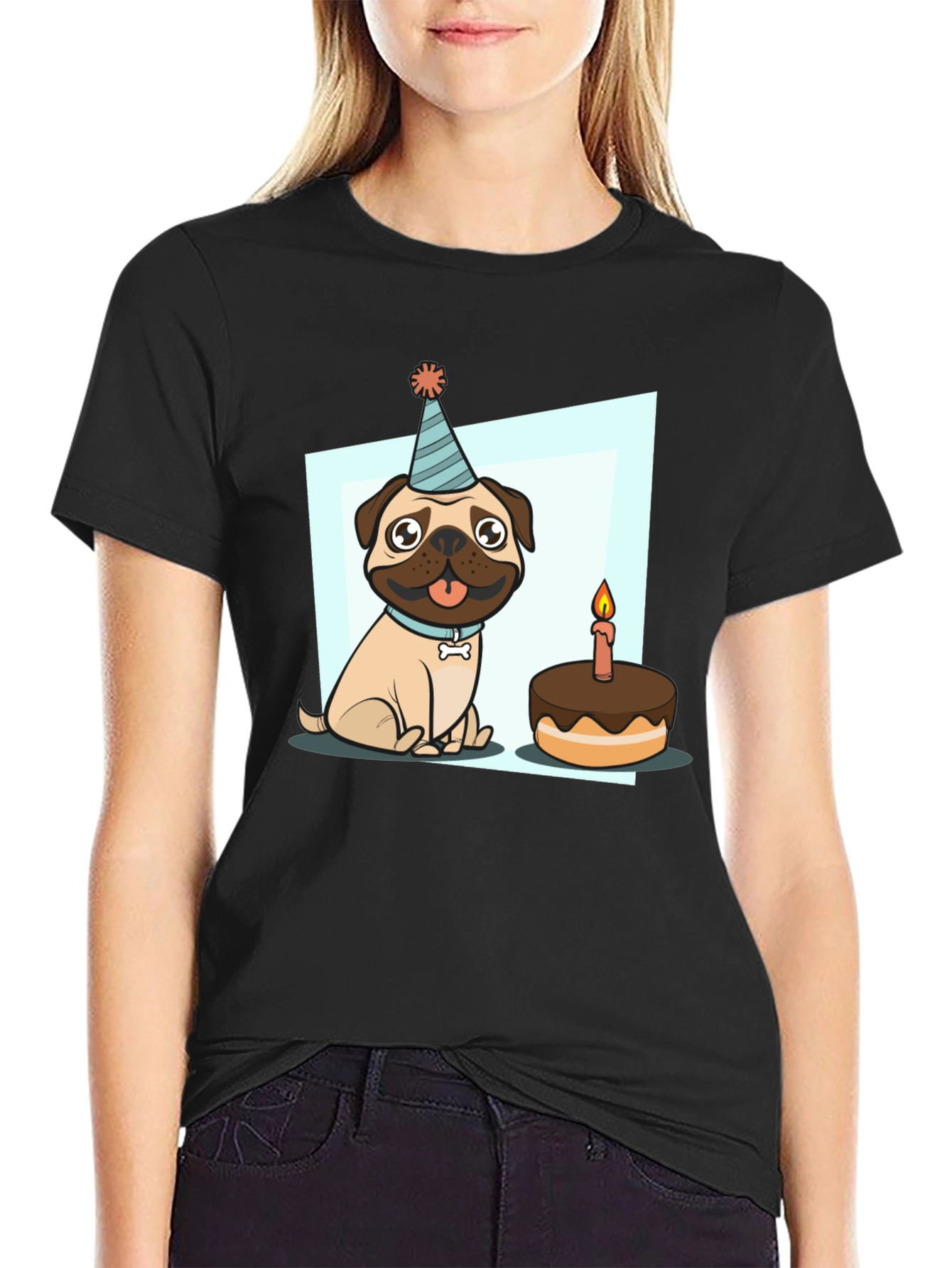 Birthday Pug T-Shirt - Cute Cartoon Dog Tee